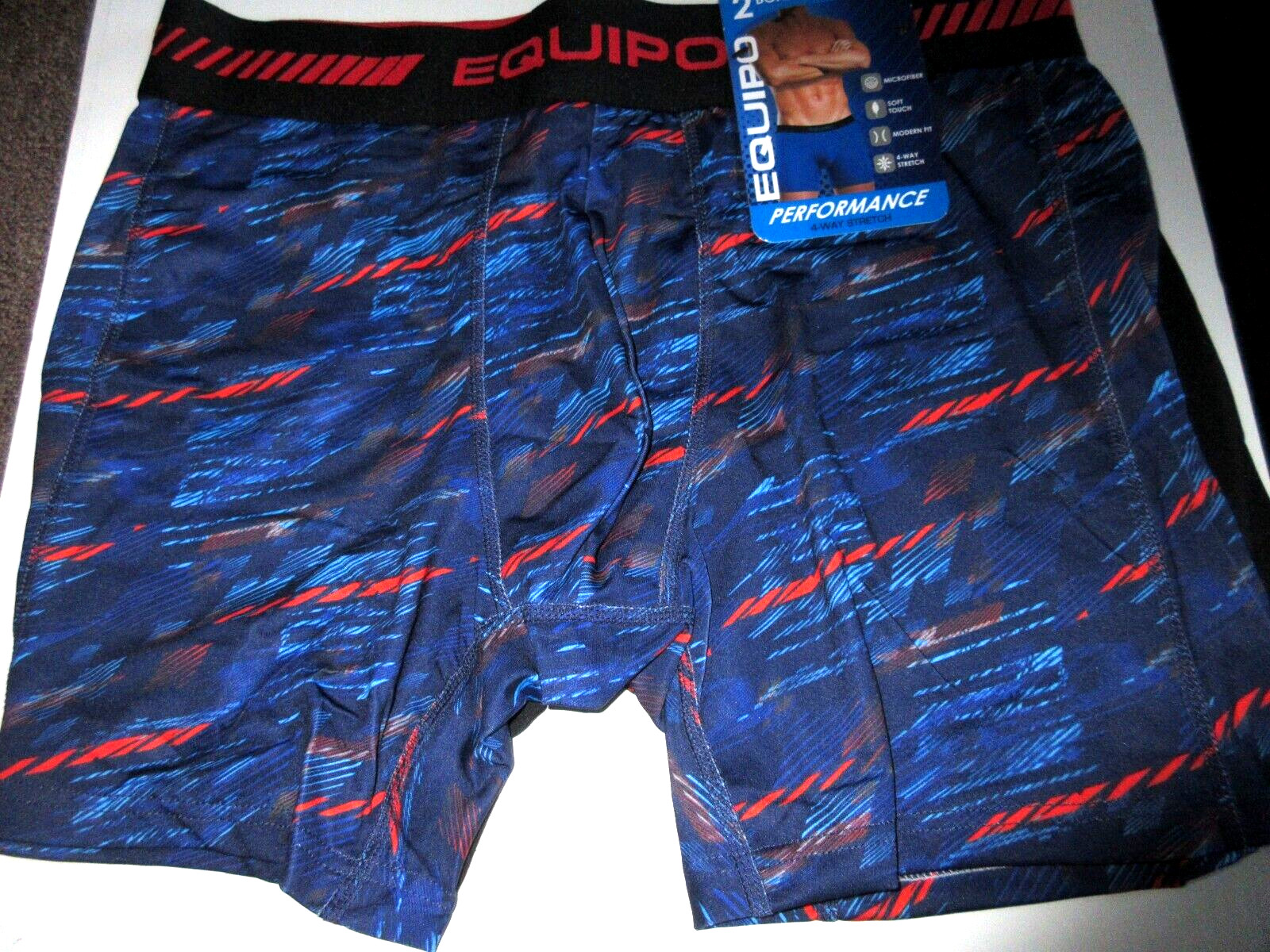 2 Pack Equipo BOXER BRIEF Underwear Performanc Microfiber Stretch Blue mens ~ S