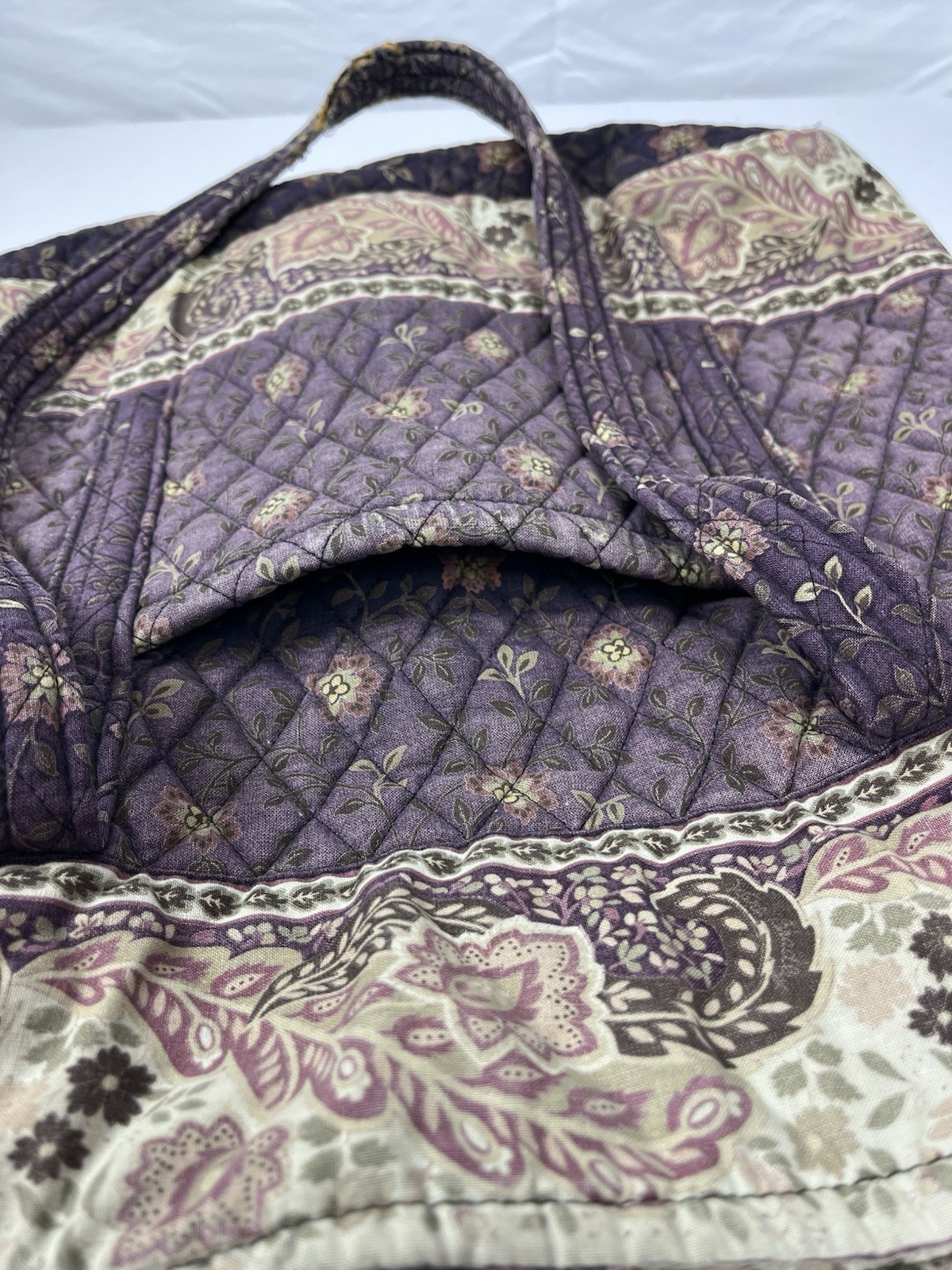 Vera Bradley Quilted Paisley Tote Bag – Purple Beige Pink Double Handles