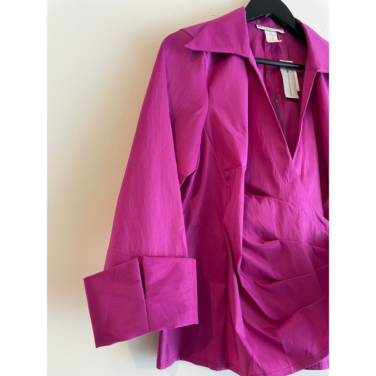 U3 Collection Magenta Wrap Blouse 3/4 Sleeve Size 14