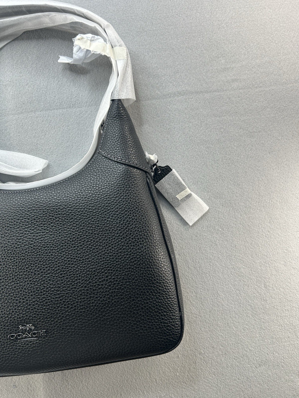 Coach Ella Hobo Bag Black Pebbled Leather NWT Model CCE47