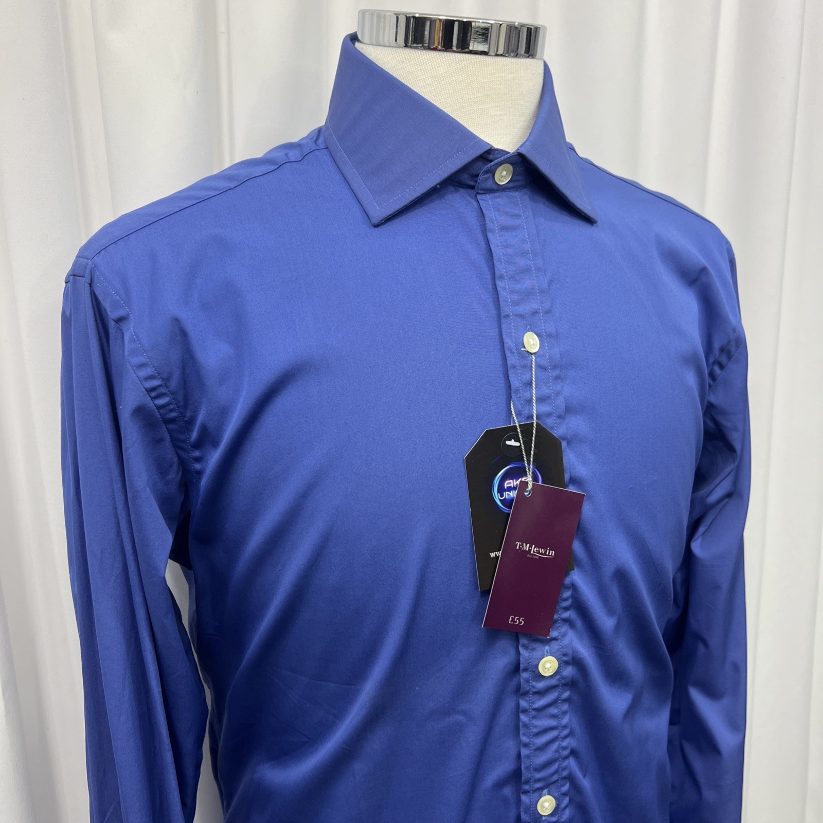 TM Lewin Men’s Blue Double Cuff Shirt – Pure Cotton – 16” Collar (46” Chest)