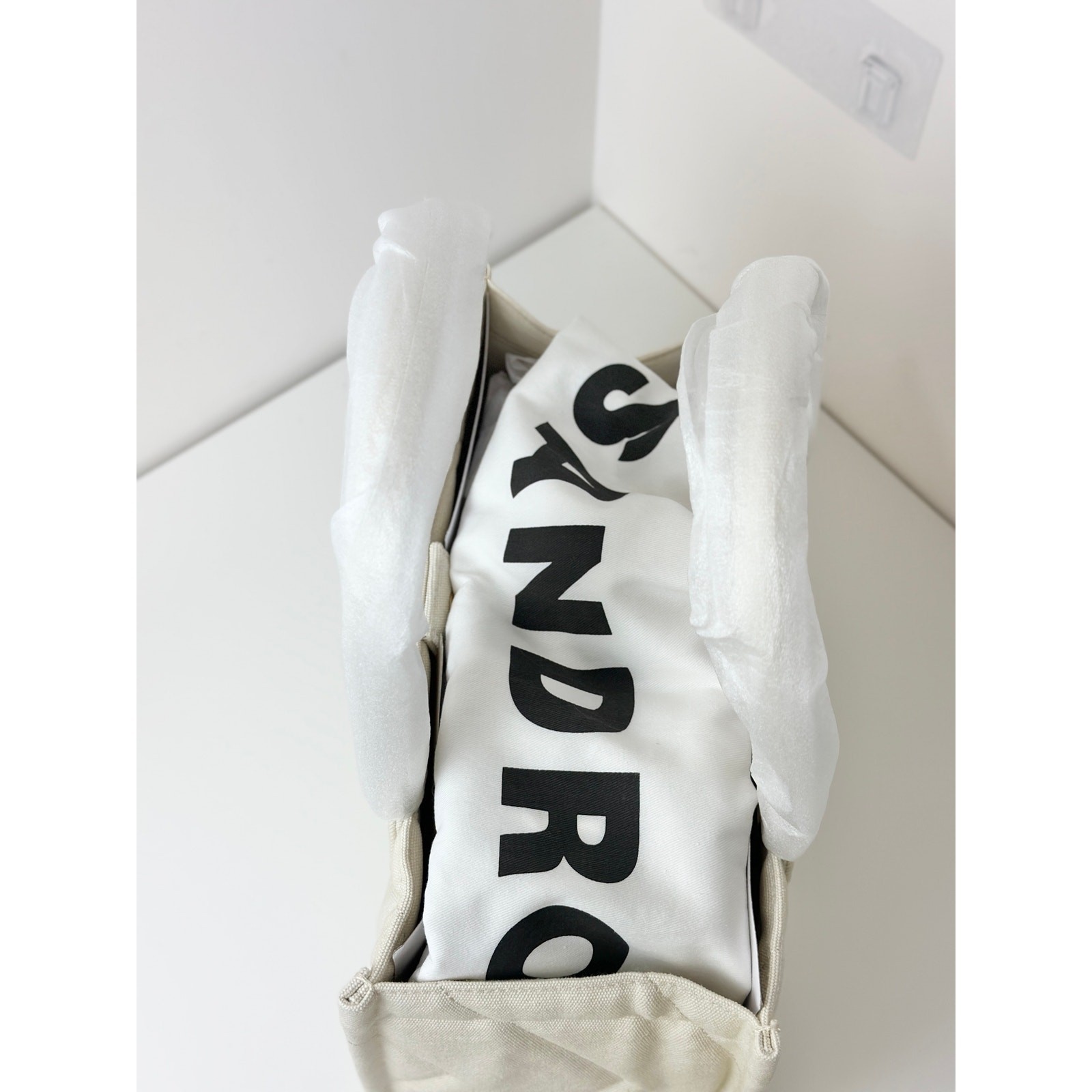 Sandro Kasbah Quilted Canvas Tote Bag Beige Cream Ecru Logo Minimalist $320 NWT
