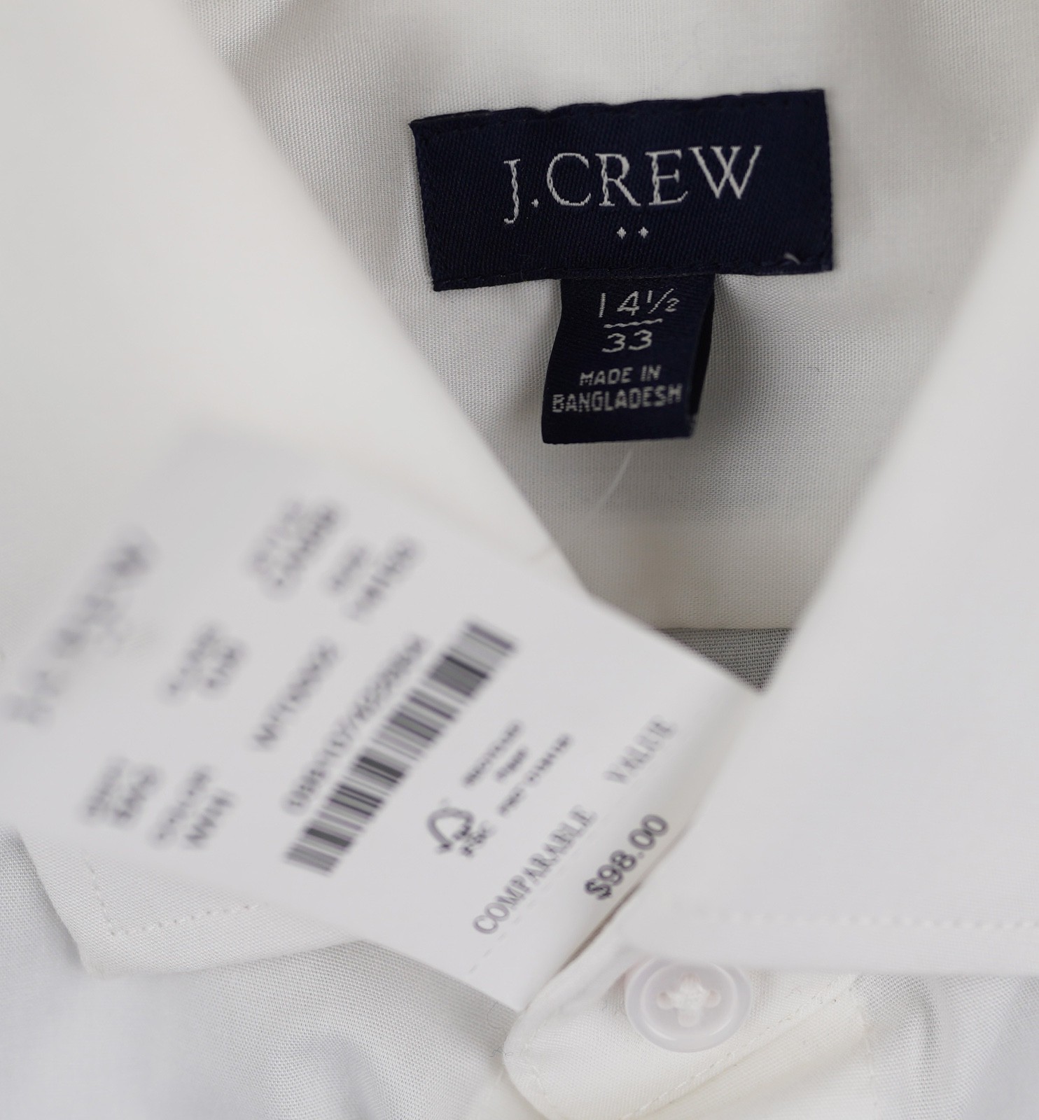 New JCREW Size 14.5 / 33 Thompson Tuxedo Shirt in White $98 CA998