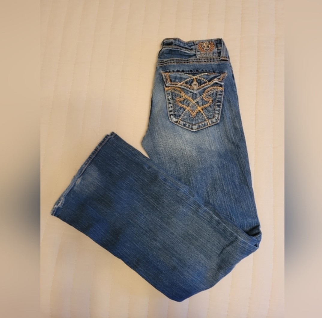 BIG STAR Women’s Blue Medium Wash Slim Straight Low Rise 5-Pocket Jeans