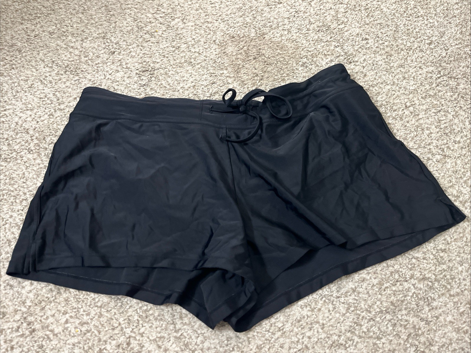 Kona Sol Active Swim Shorts Size Large Black Drawstring Inner Lining Pocket Lg