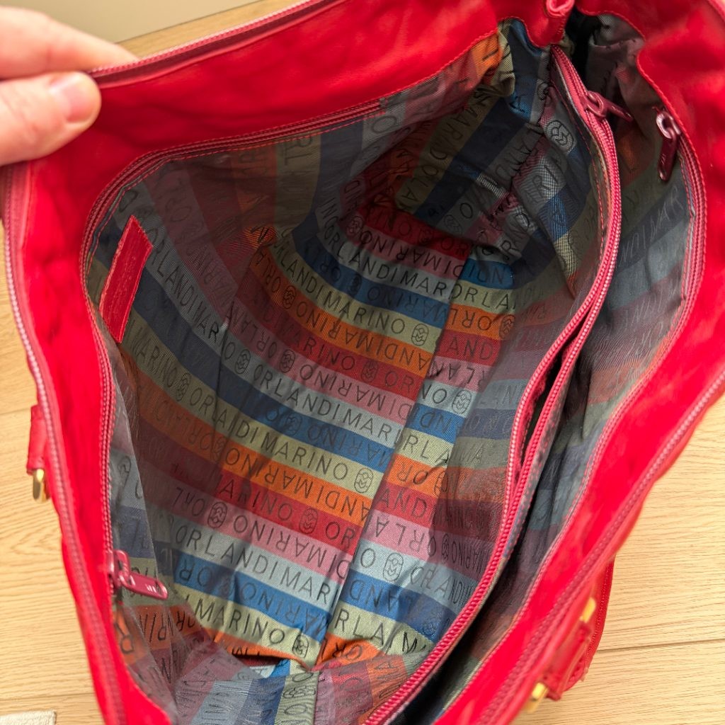 Marino Orlandi Red Quilted Genuine Leather Large Satchel Tote Bag Made in Italy