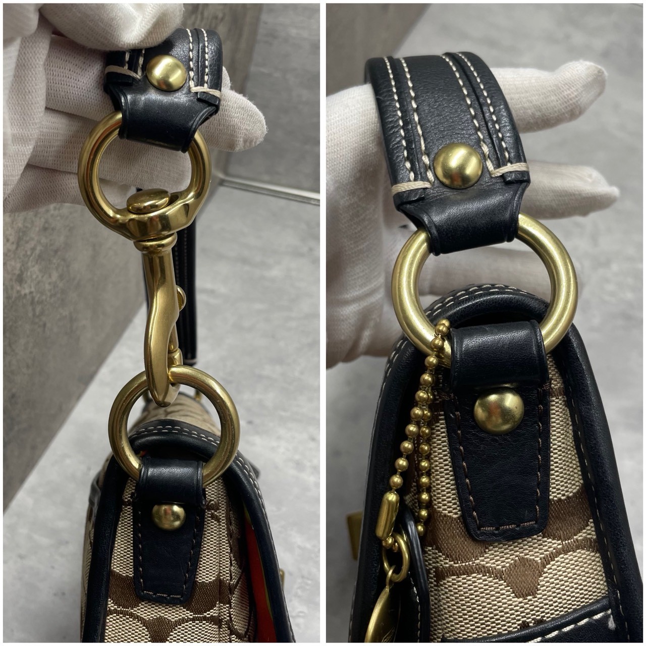 Coach 10335 Legacy Shoulder Bag Turnlock Signature Used Authentic Vintage Black