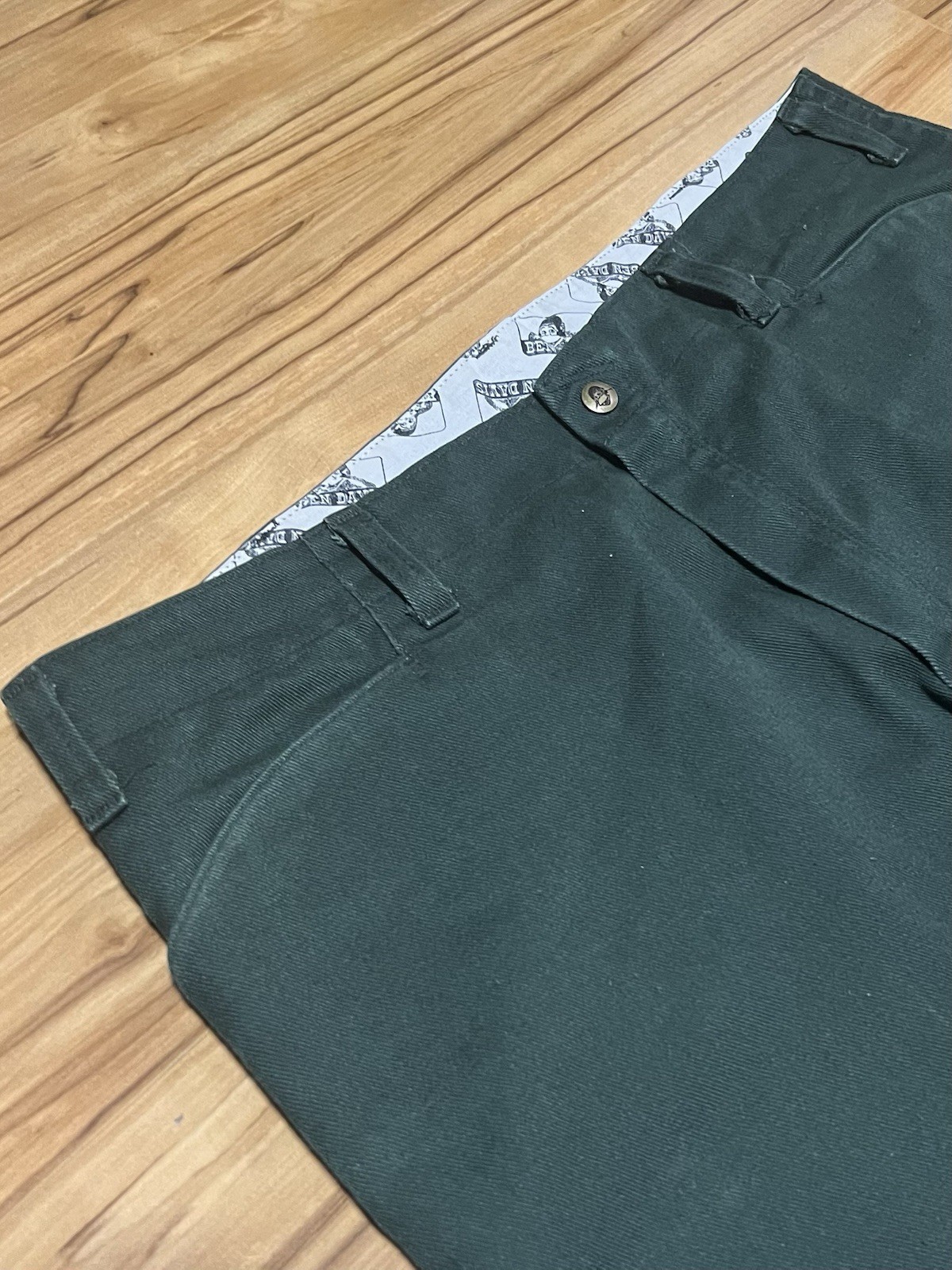 Ben Davis Men’s Green Cotton Twill Workwear Pants Straight Leg Flat Front 40