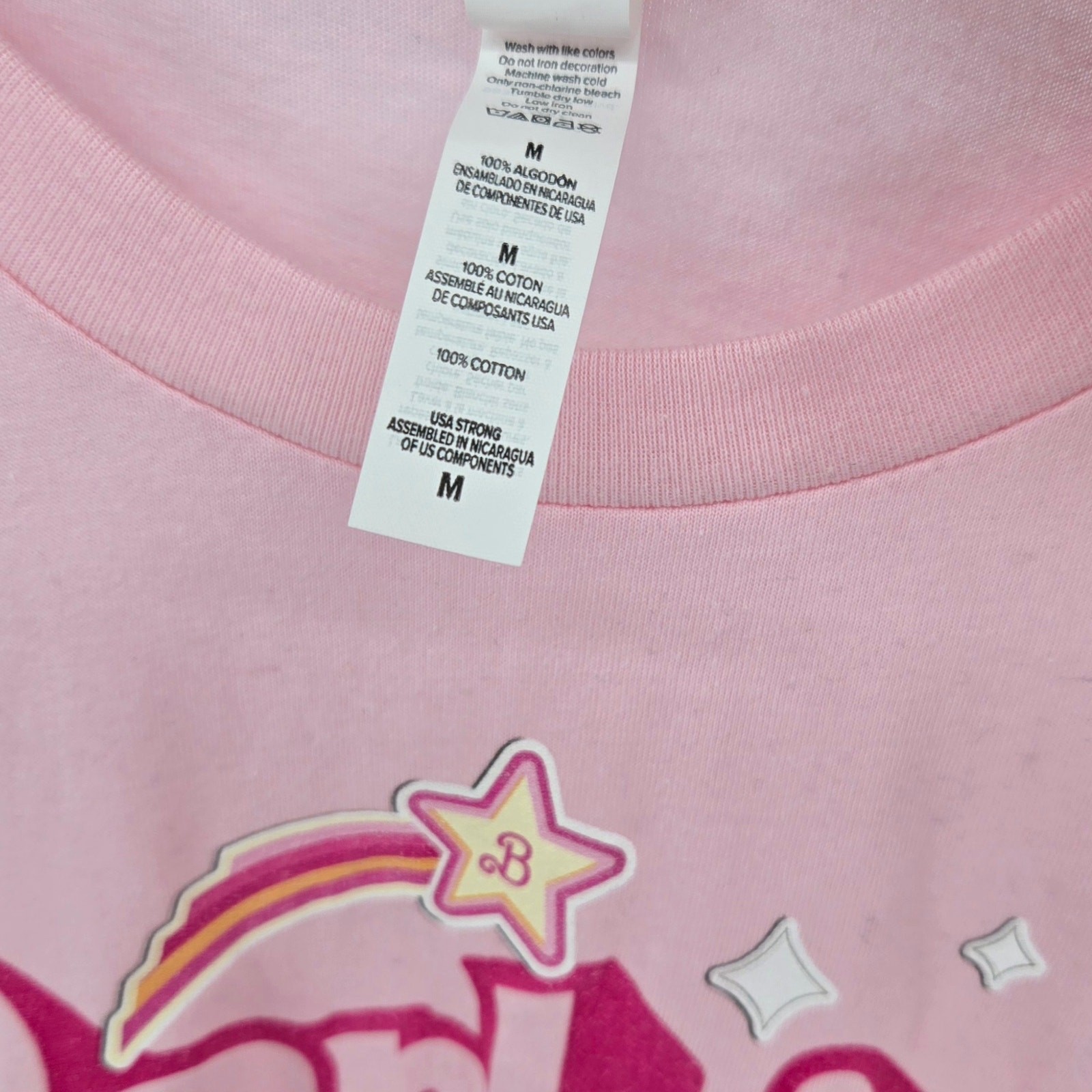 Bella + Canvas Womens Tshirt Pink Size Medium Barbie Movie Short Sleeve Preowned