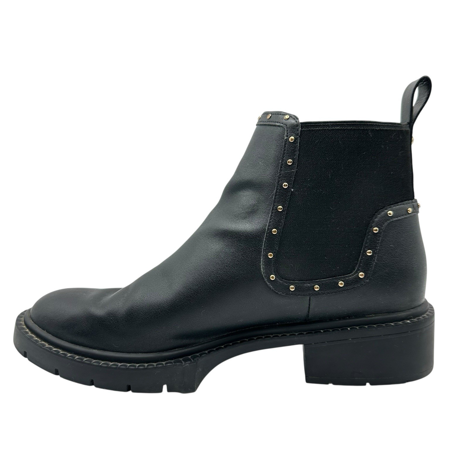 Women’s Size 7.5 B Coach C5773 Black Leather Chelsea Boots Studded Ankle Booties