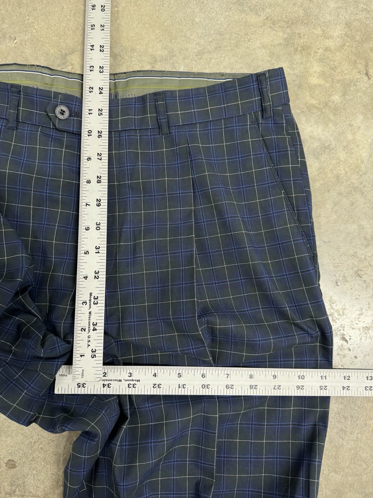 Vintage Hiltl Pants Mens 34×32 Plaid Check Golf Trousers Poly Cotton Pleated NEW