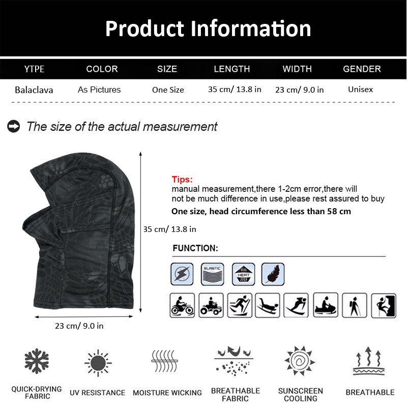 Tactical Camo Hunting Balaclava Neck Gaiter Face Mask Bandana Scarves Headwear