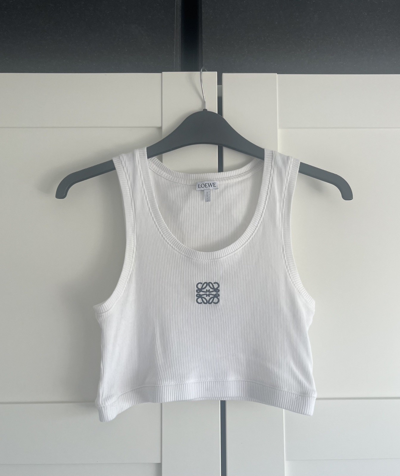 Loewe crop midi vest top S white cotton stretch £295 beach summer holiday