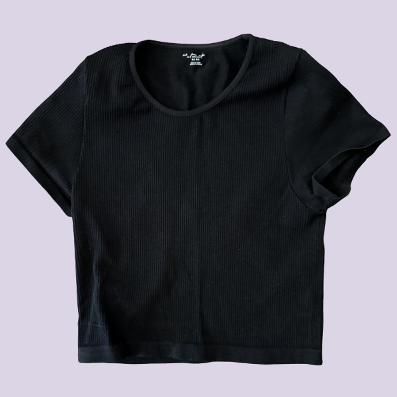 Urban Outfitters Out From Under Black Ribbed Crop Tee Short Sleeve M/L