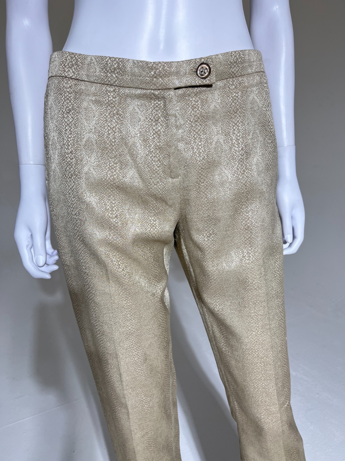 Roberto Cavalli Y2K Snake Effect Shimmer Beige Pants IT42