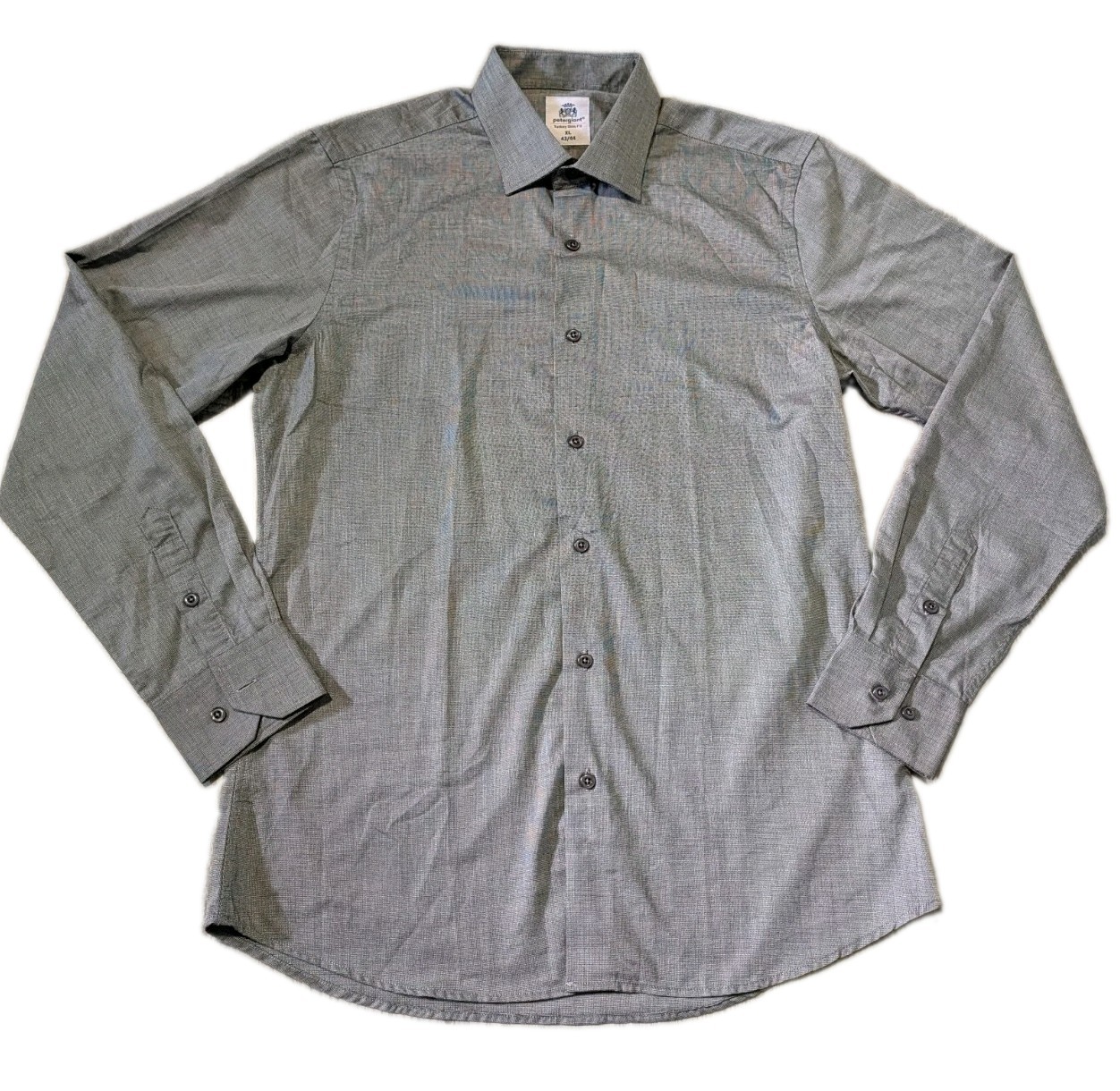 Petergiant Men’s L/S Slim Fit Dress Shirt Gray Designer Made In Turkey XL 43/44