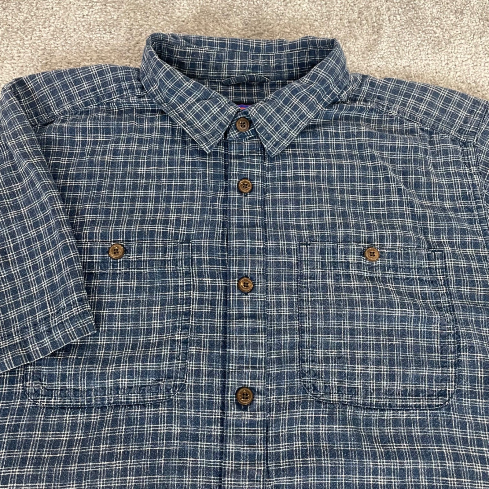 Patagonia Button Up Shirt Mens Medium Hemp Organic Cotton Plaid Back Step
