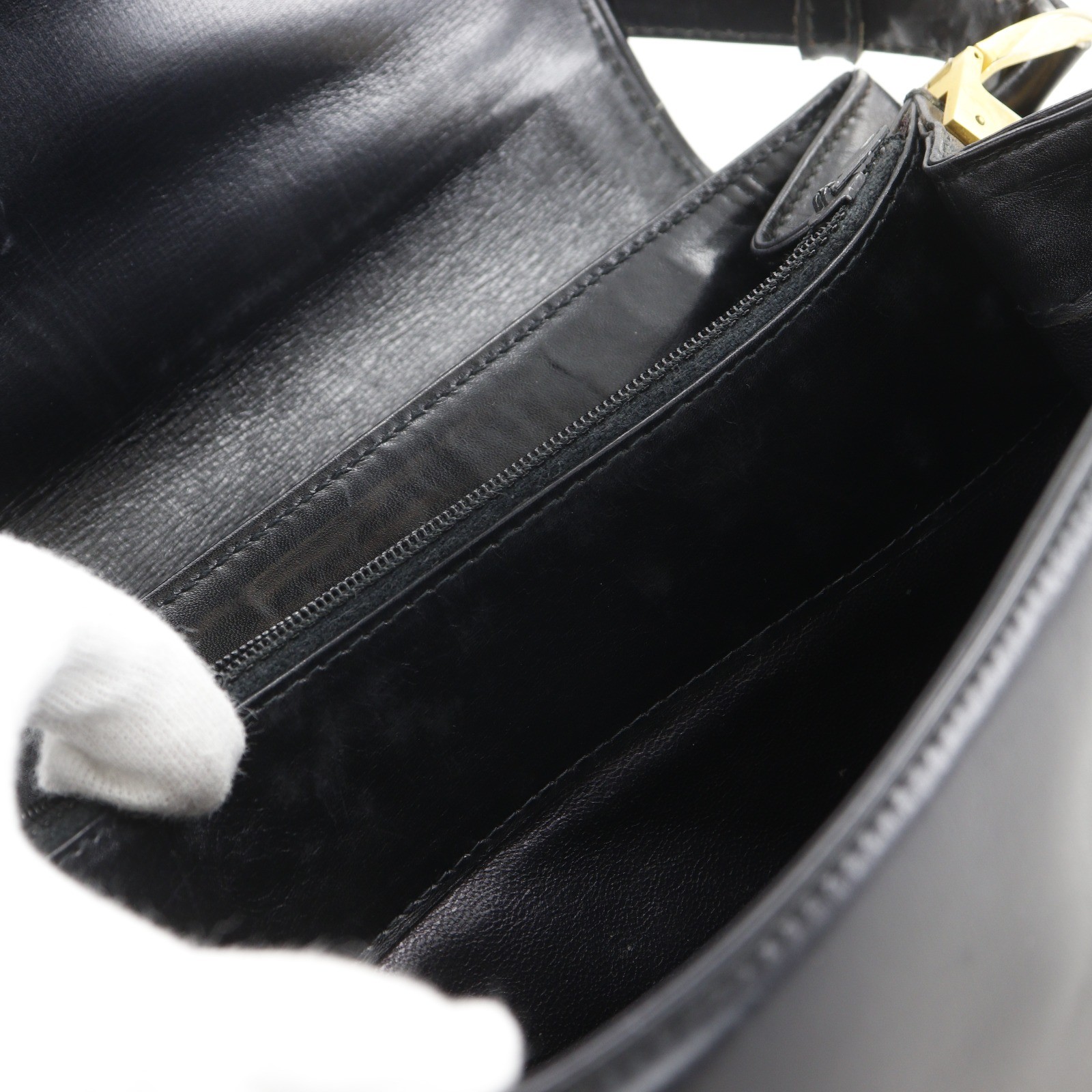 GUCCI Old Gucci Shoulder Bag vintage black Calfskin Women