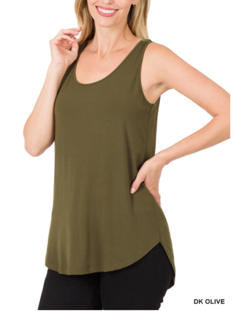 ZENANA 8507 PLUS Real Modal Sleeveless Tank Top Round Hem