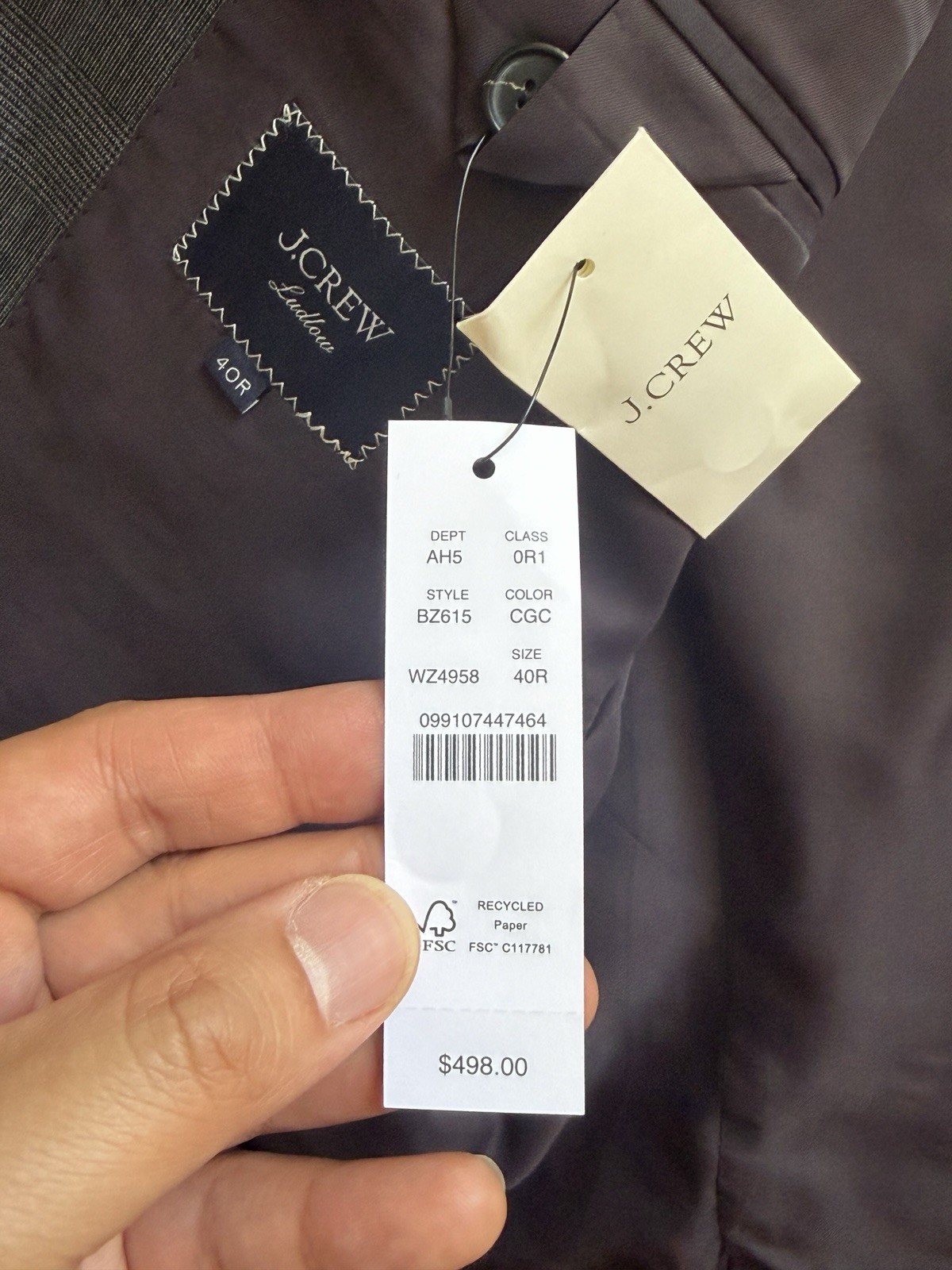 J.CREW Men’s Ludlow Suit Gray Blue Plaid 42R 33×28.5 Brand New With Tags Unworn