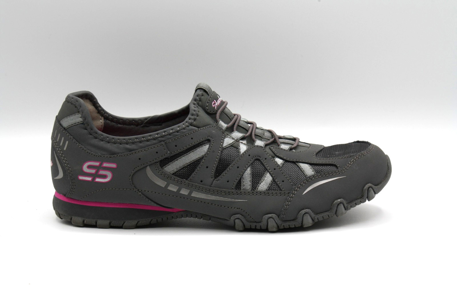 SKECHERS Biker Style Womens Slip On Shoes. Sz 8.5 EW Gray / Pink SN22406EWR