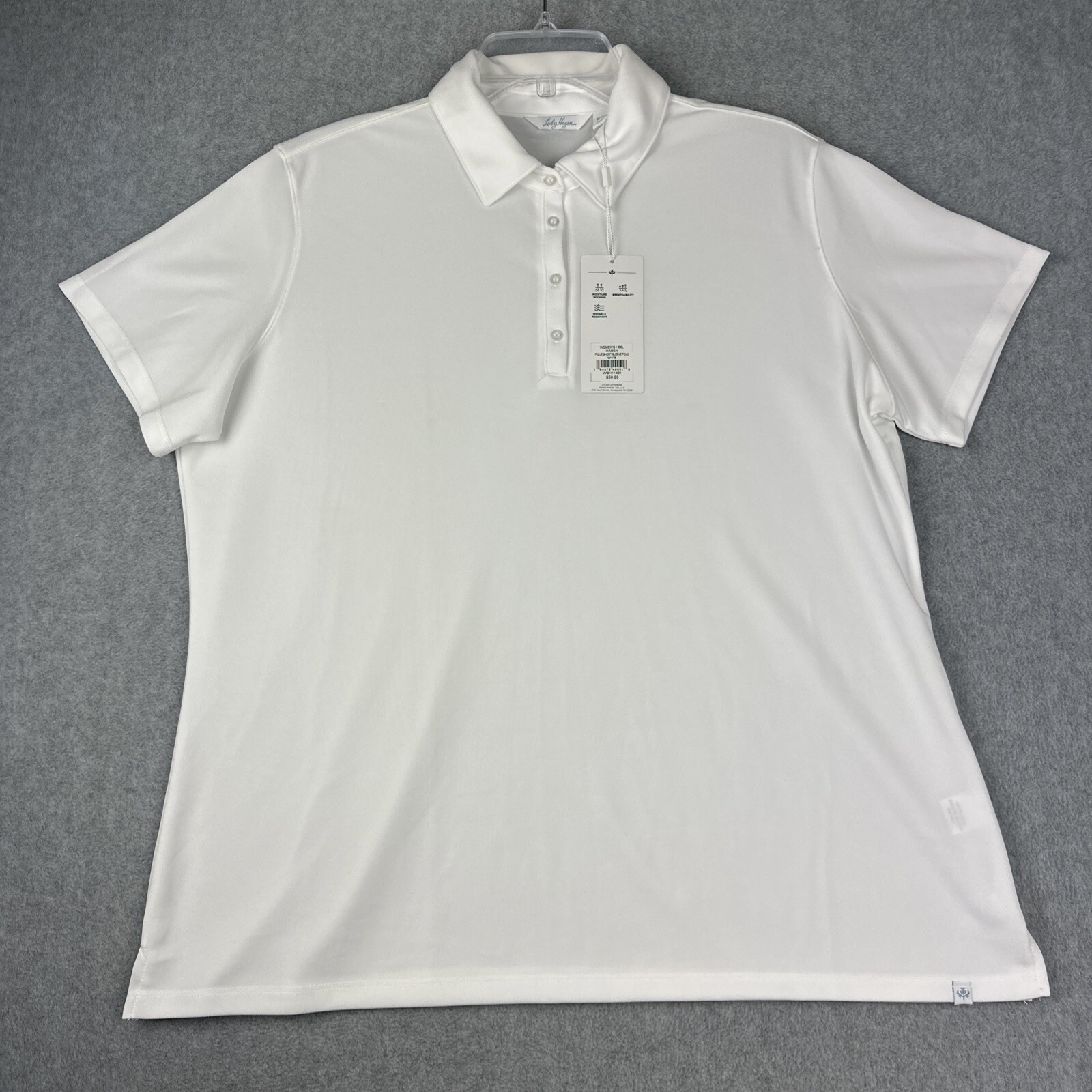 Lady Hagen Shirt Womens 2XL White S/S Golf Tennis Pique Polo Performance NWT $50