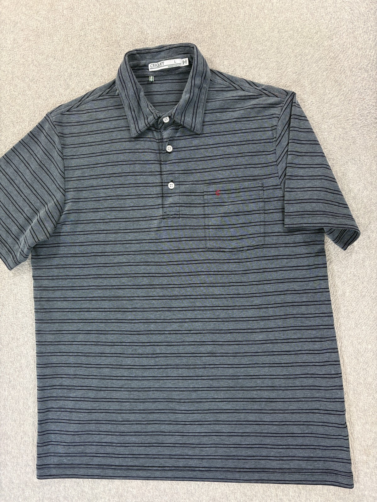 Criquet Player Striped Short Sleeve Polo Shirt (Men’s Large) Gray