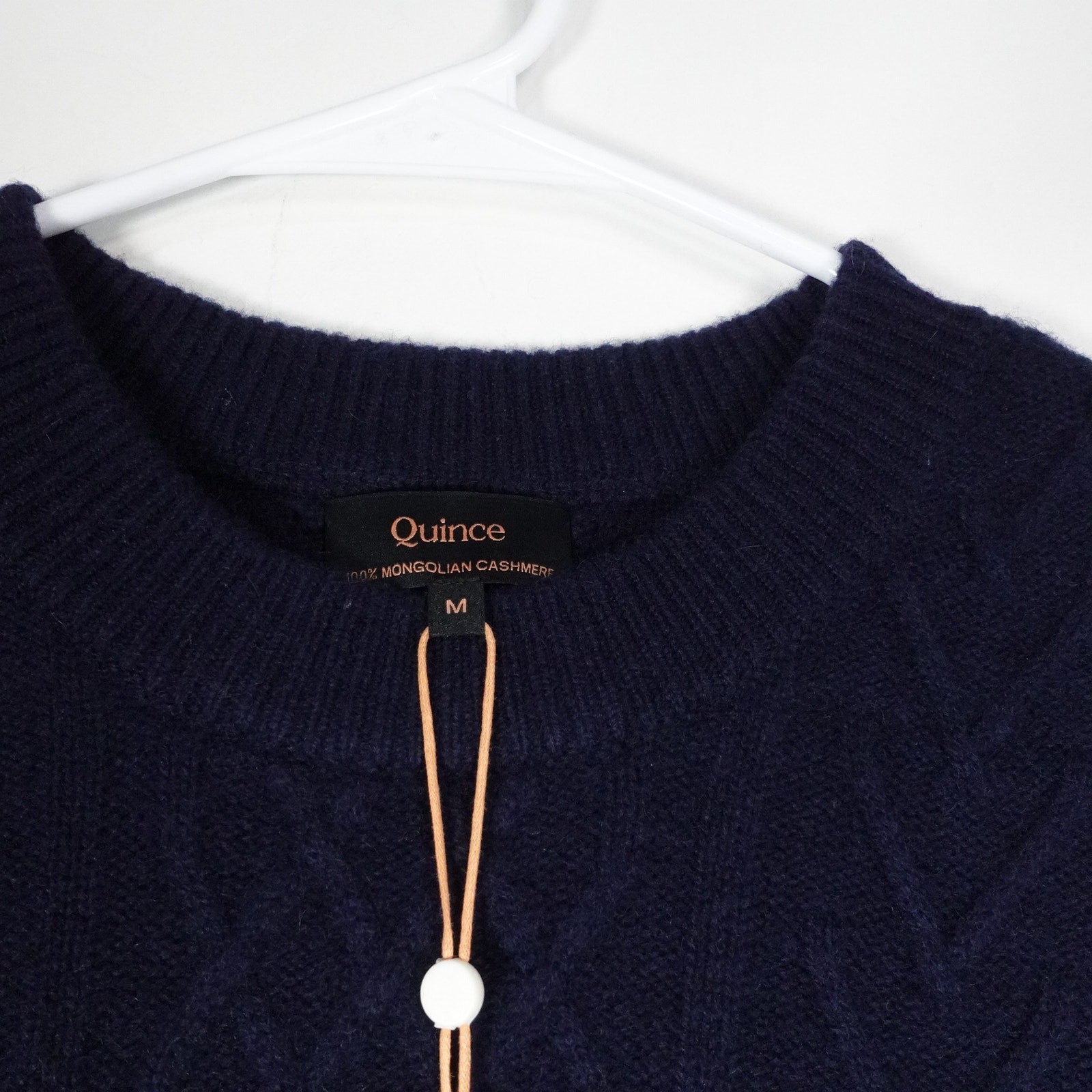 New Quince Men’s Classic Cable Cashmere Crewneck Sweater True Navy Pullover M