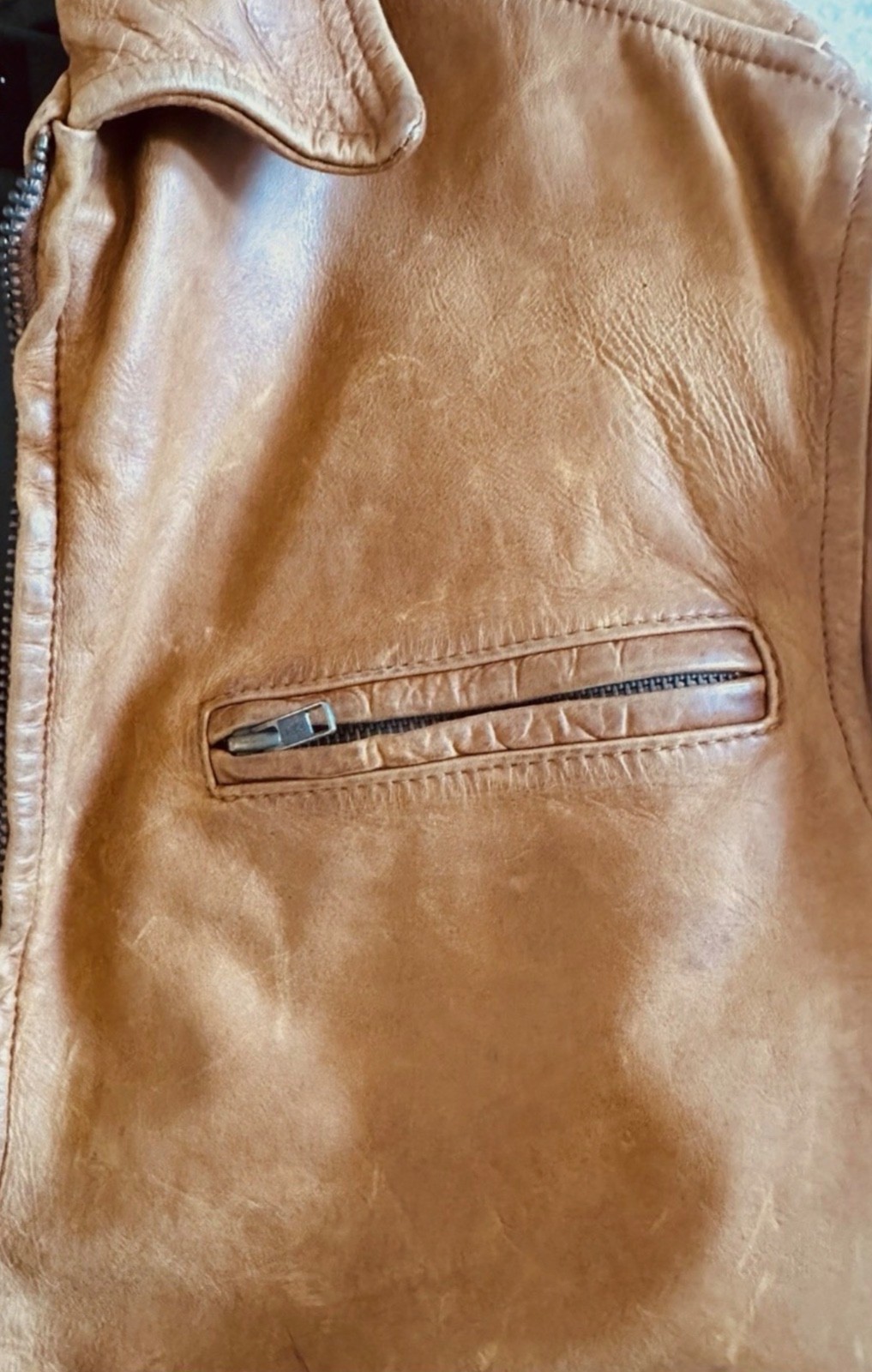 Polo Jeans Co. Ralph Lauren Distressed Workwear Leather Jacket