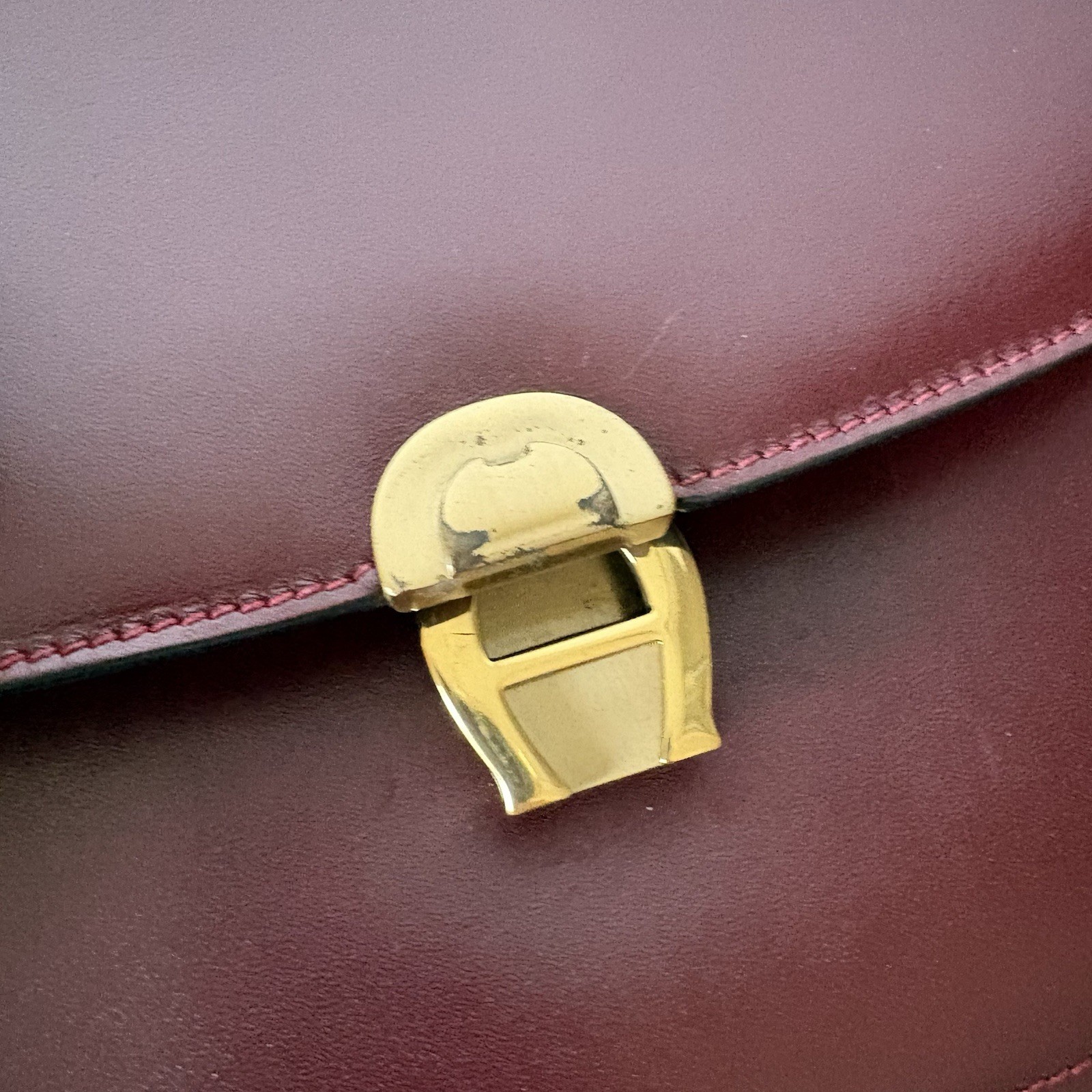 Authentic vintage AIGNER Handbag Leather Burgandy From Japan 0955