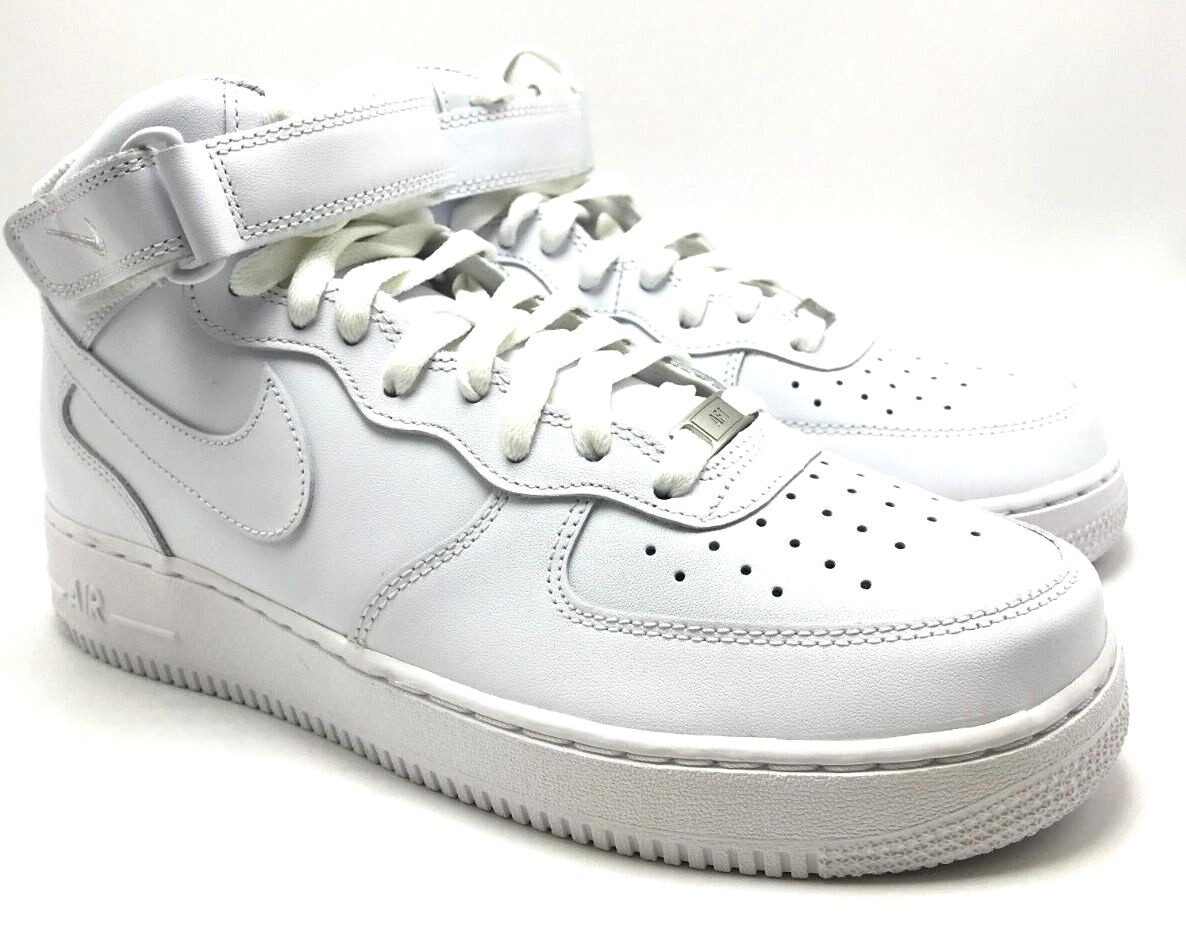 *NEW* Men Nike Air Force 1 Mid ’07 Leather Triple White (CW2289 111)