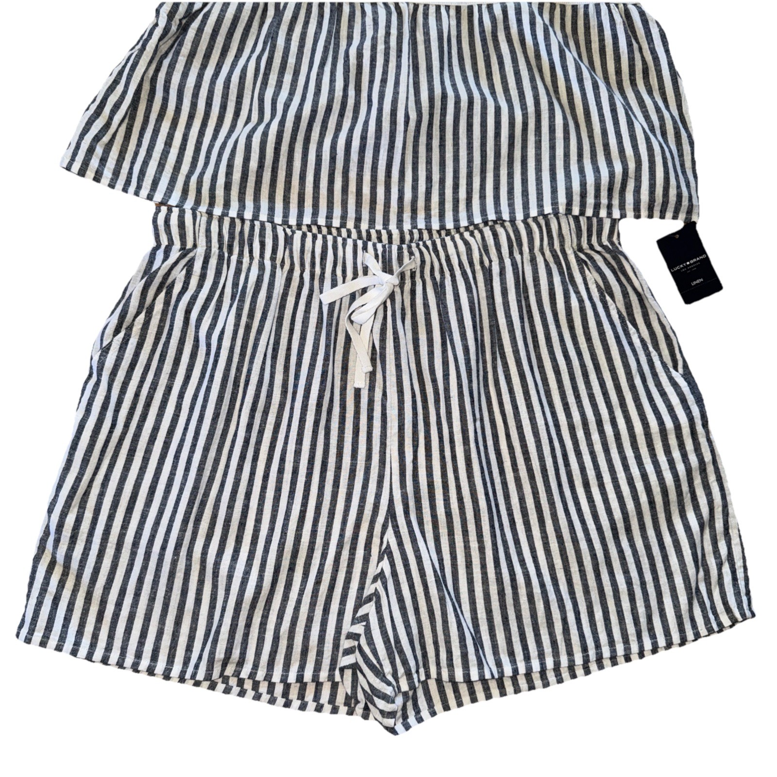 Lucky Brand Linen Blend 2-pc Drawstring Shorts & Adjustable Strap Top Size L NWT