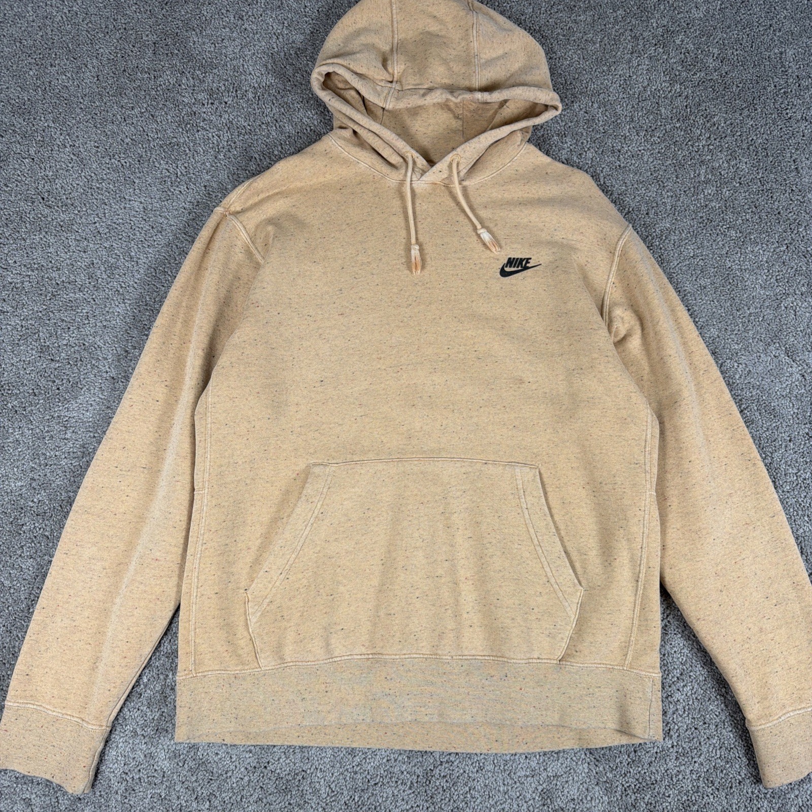 Nike Hoodie Mens L Orange / Salmon Fleece Revival Flecked Pullover Sportswear
