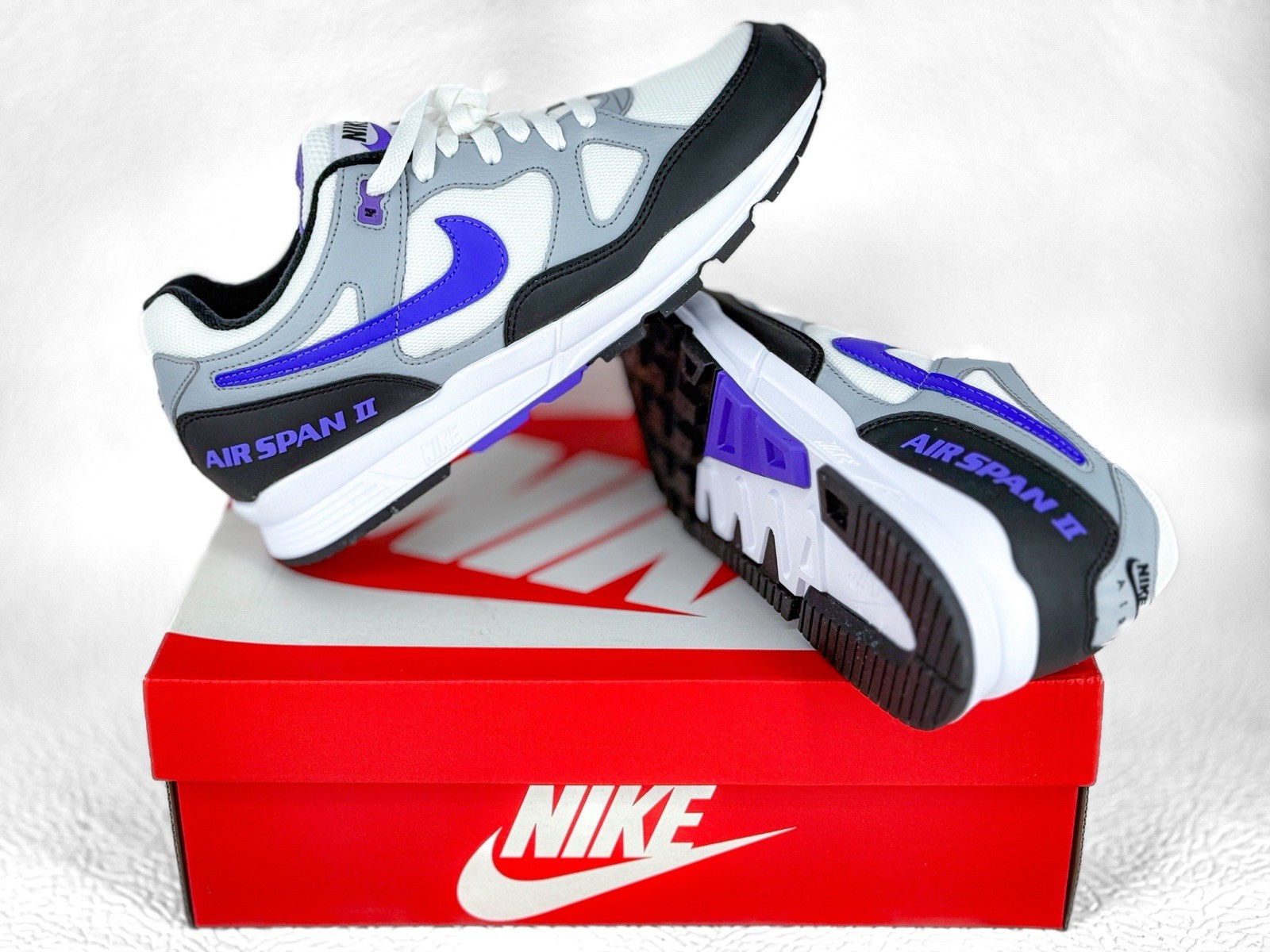 Nike Air Span 2 Wolf Grey Hyper Grape Black AH8047 013 Sizes 9-13 New With Box