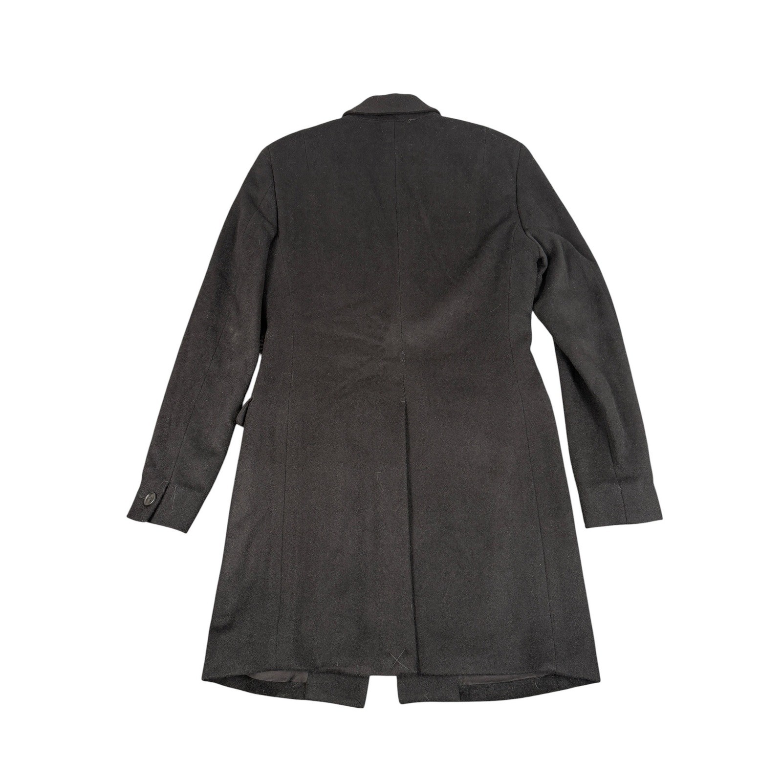 AllSaints Bodell Men XS Black Wool Blend Single Breasted Slim Fit Long Jacket