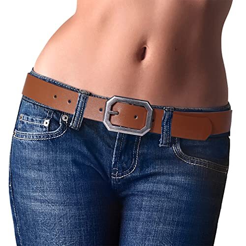 Women’s Reversible 1.3″ Leather Belts for Jeans Pants Dresses with Fashion Top