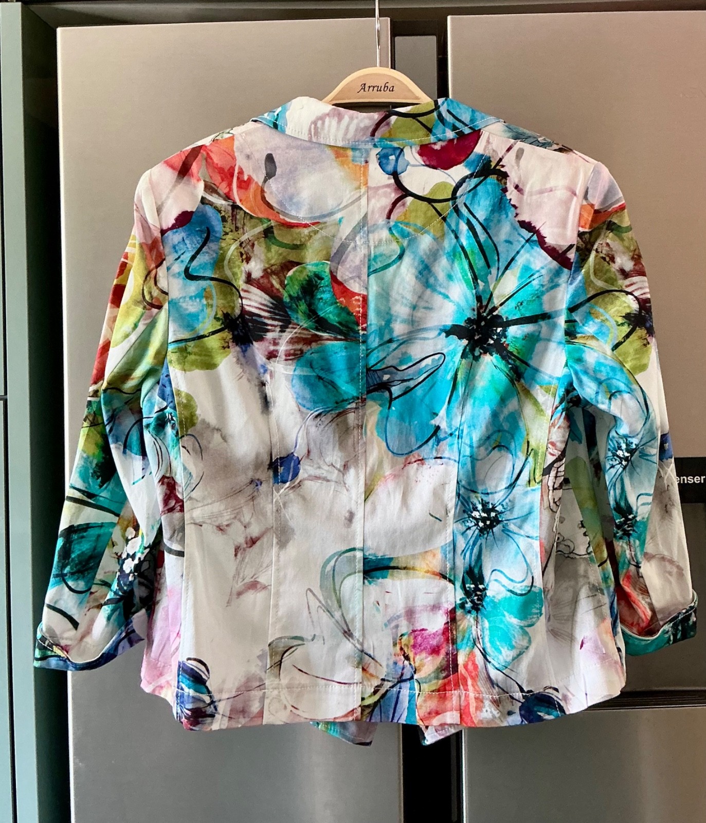 APANAGE JACKET ABSTRACT FLORAL COTTON MIX FITTED SIZE 18 BNWT