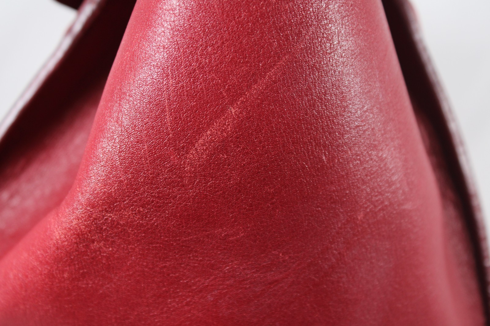CELINE Carmine Red Leather Zip-Top MINI LUGGAGE Large Tote Bag