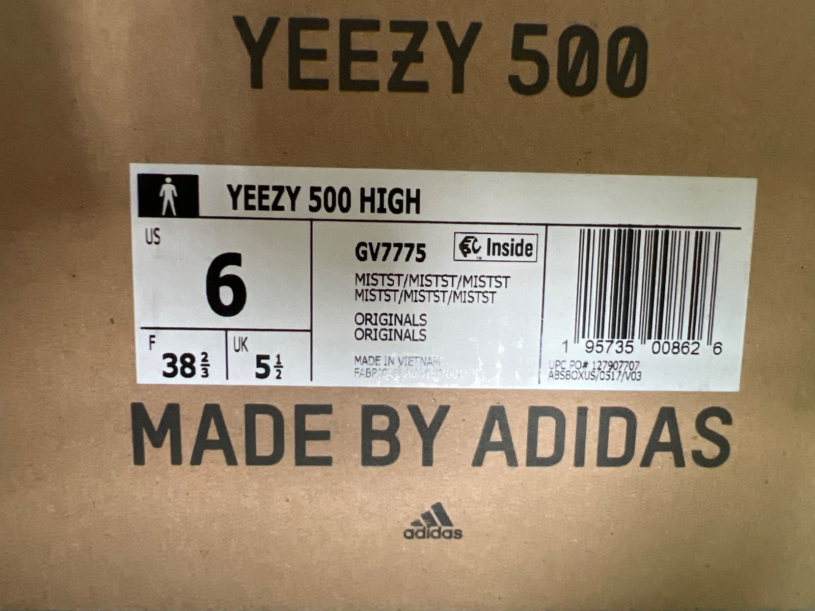adidas Yeezy 500 High Mist Stone size 6 BRAND NEW IN BOX!!