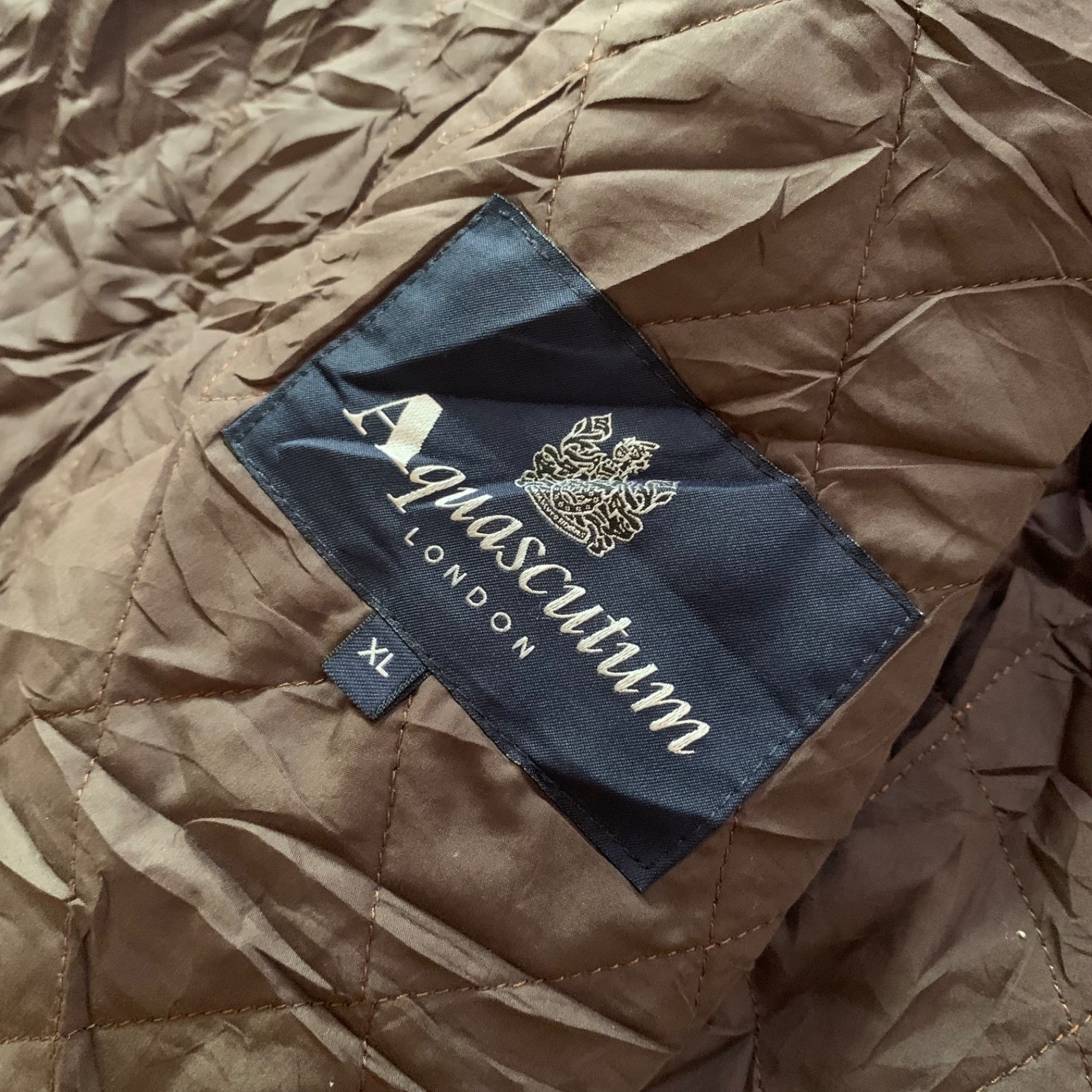 Aquascutum London Brown Quilted Jacket Corduroy Collar Heritage Barn Coat Men’s