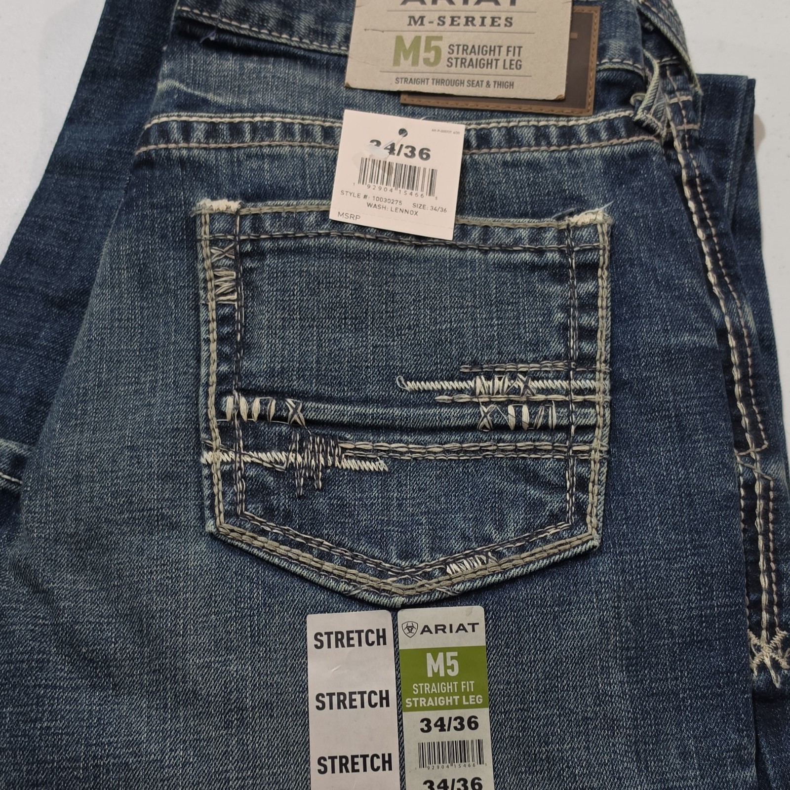 Ariat M-Series Men’s M5 Straight Fit Straight Leg Stretch Denim Jeans Blue