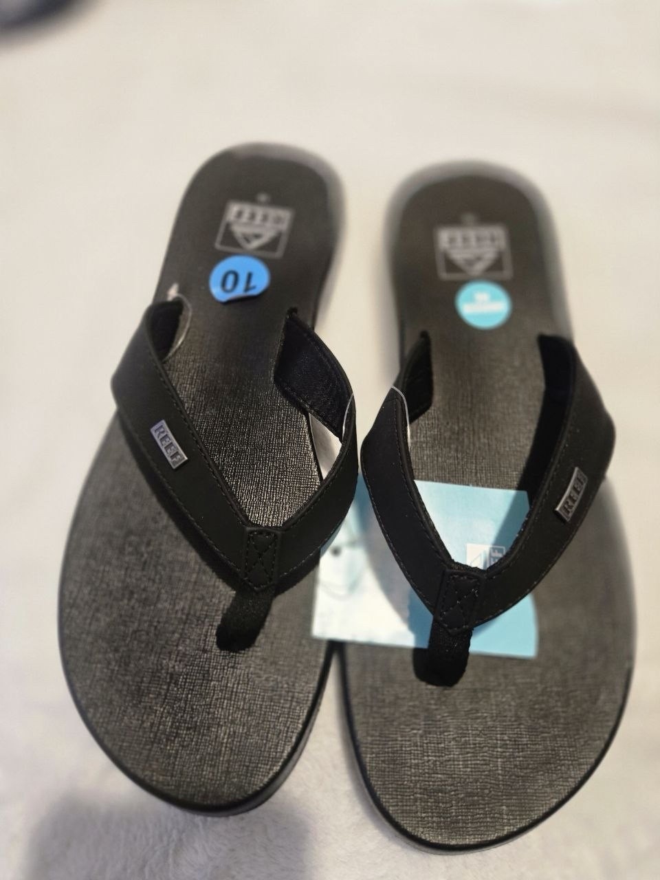 REEF Black Thong Sandals Comfort Slip-On w/ Logo Accent Women’s US 10