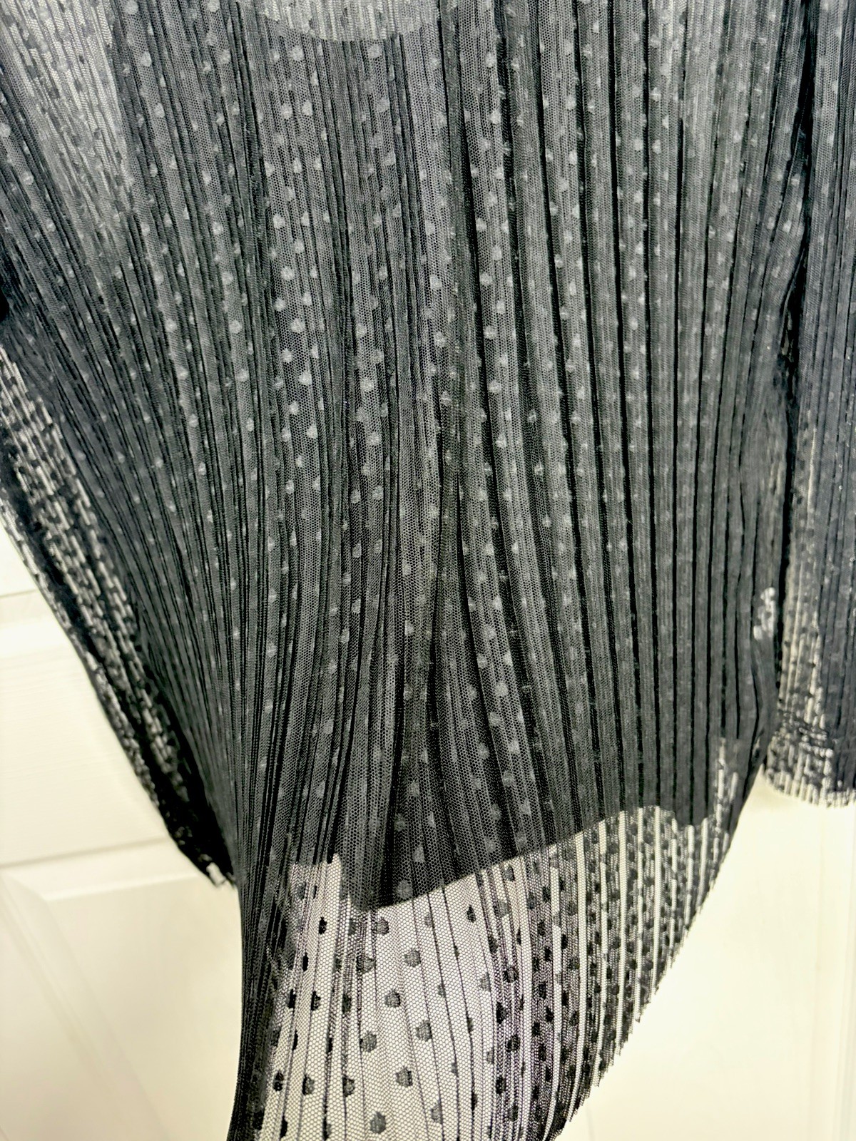 Women’s Black Lace Long Sleeve High Neck Blouse 2XL Romantic Cami Under