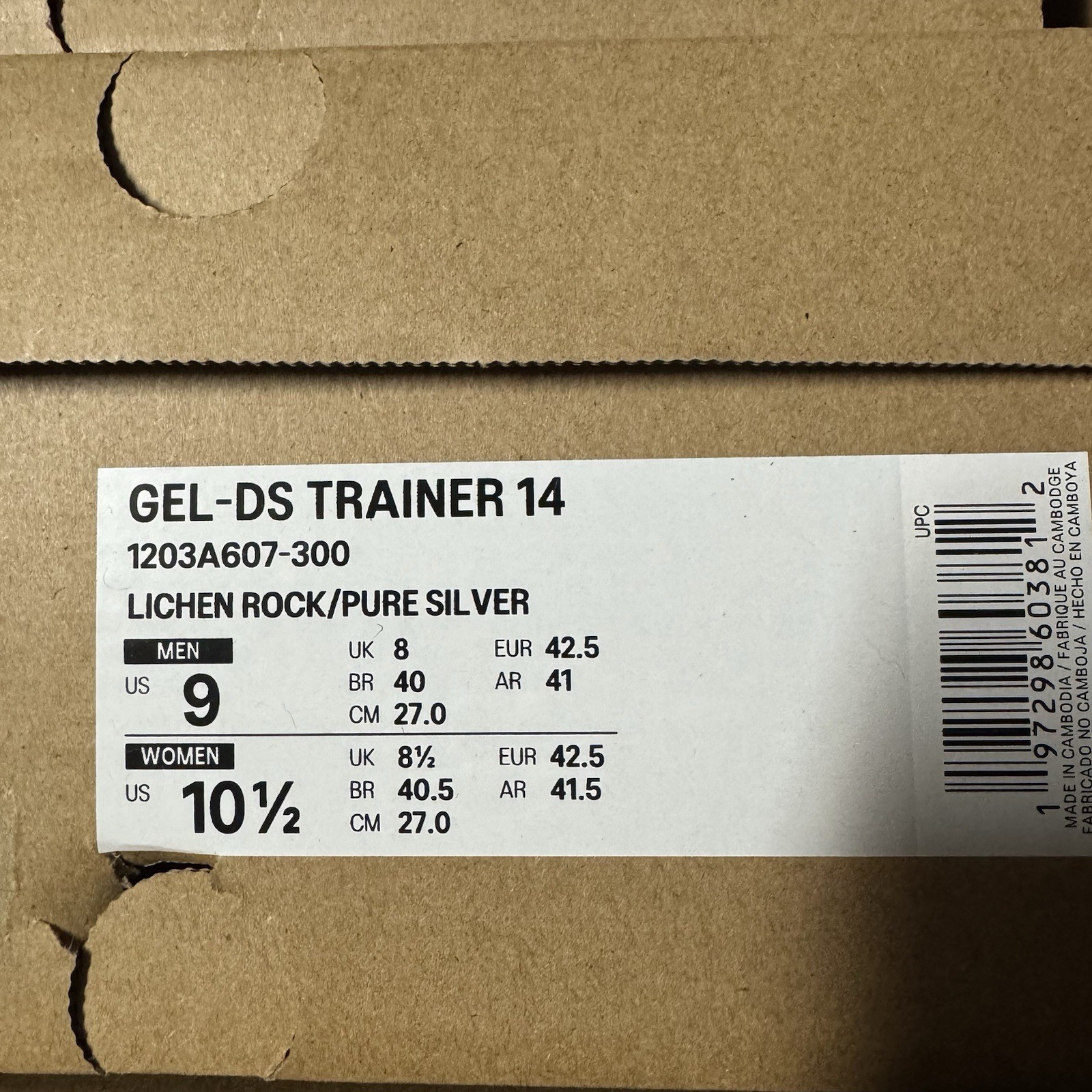 Brand New Asics Gel-DS Trainer 14 Lichen Rock Silver 1203A607-300 Men’s Size 9