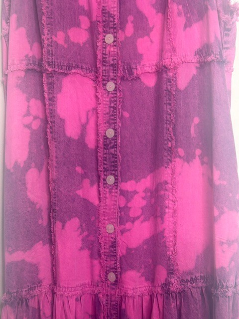 A Rare Bird Magenta Pink Tie Dye Button Down Ruffle Hem Sleeveless Maxi DressNWT