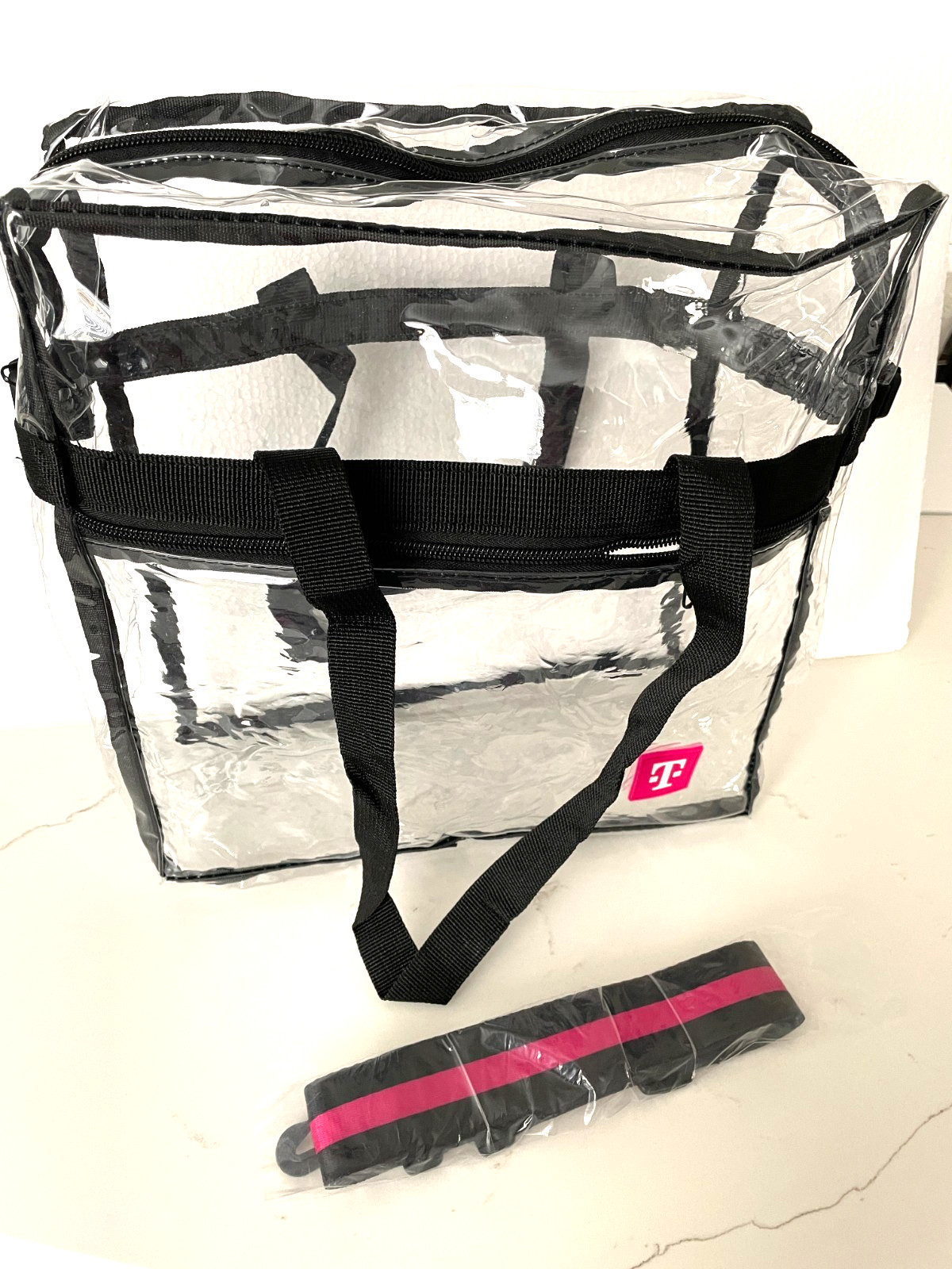 Tote Bag T-Mobile PVC Clear Stadium Shoulder Strap Zip Side Pocket Unisex
