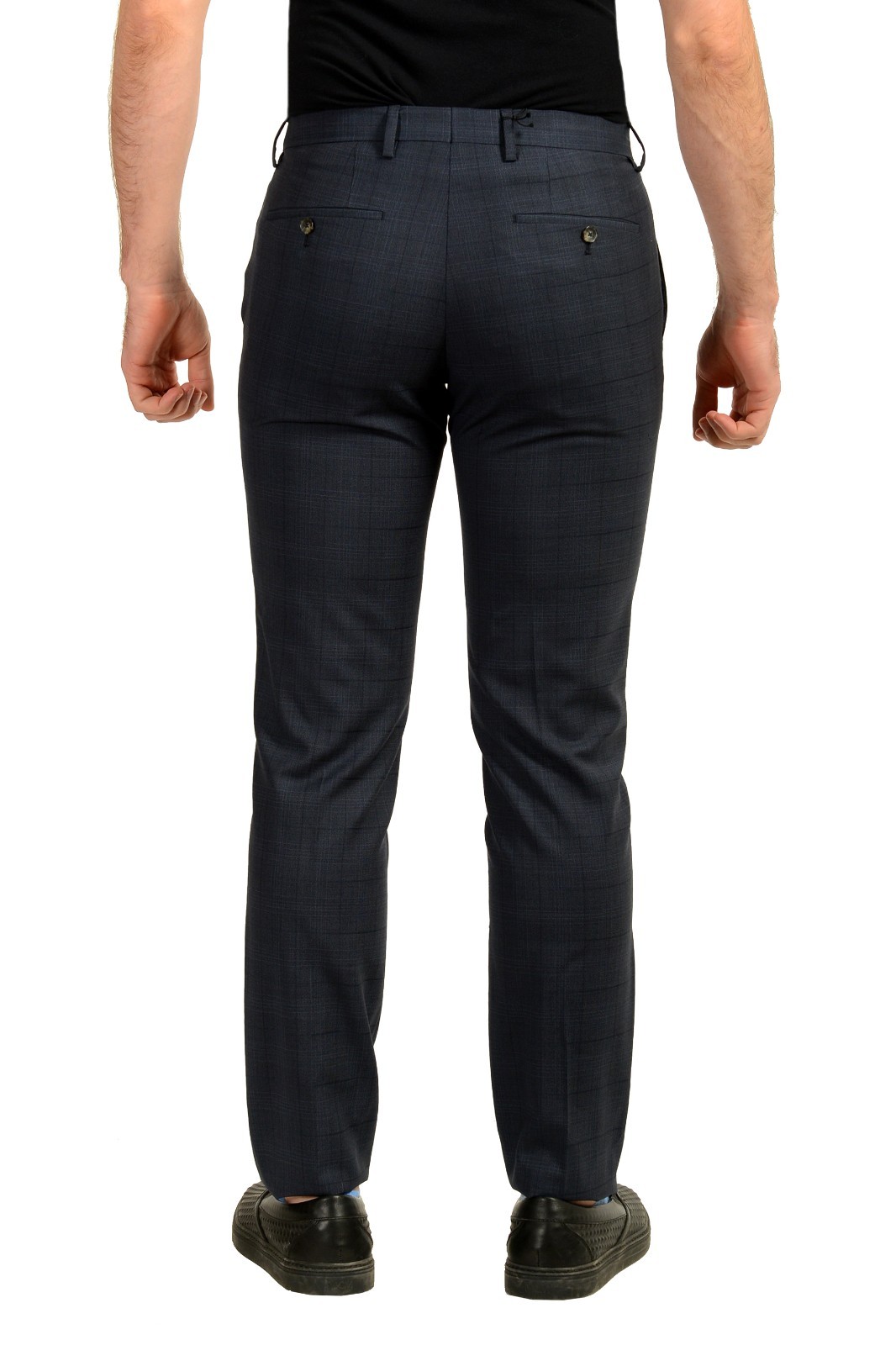 Hugo Boss Men’s “Genesis3” 100% Wool Blue Plaid Dress Pants US 30R IT 46R