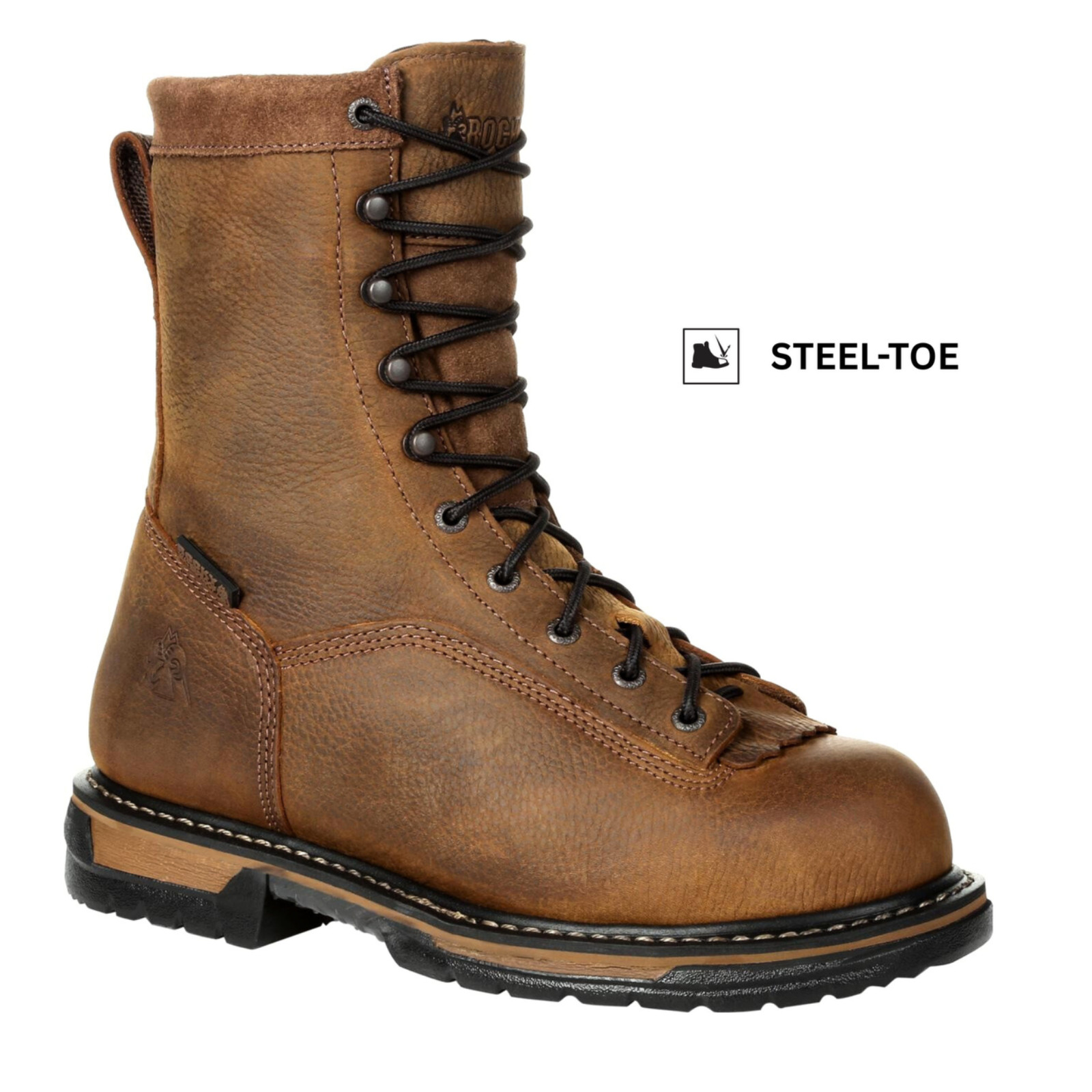Rocky Ironclad 8″ Men’s Brown Leather Waterproof Steel-Toe Work Boots FQ0006698