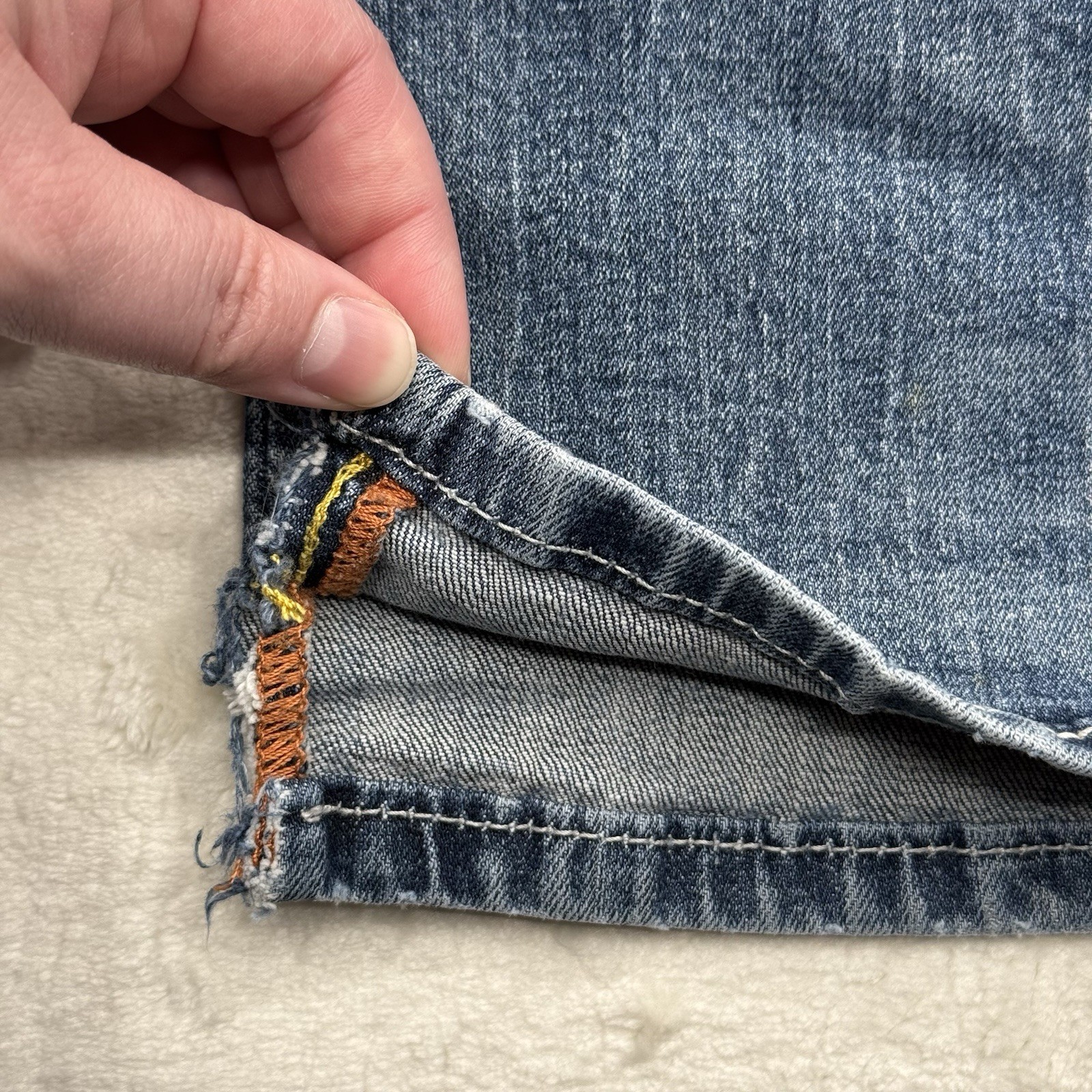 Rock Revival Mens Blue Medium Wash Crete Straight Leg Denim Jeans Size 32