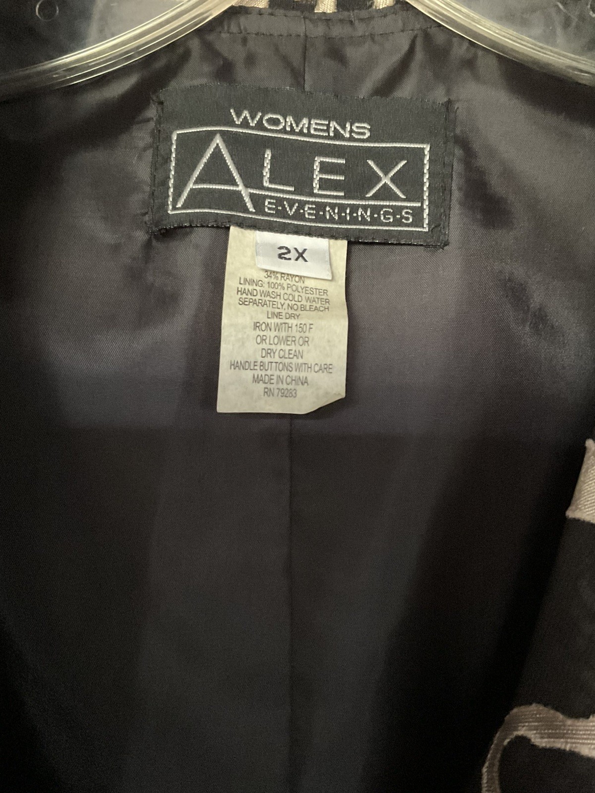 Alex Evenings Jacket Women 2X Black Floral Sheer Chiffon 3/4 Sleeve 80s Vintage